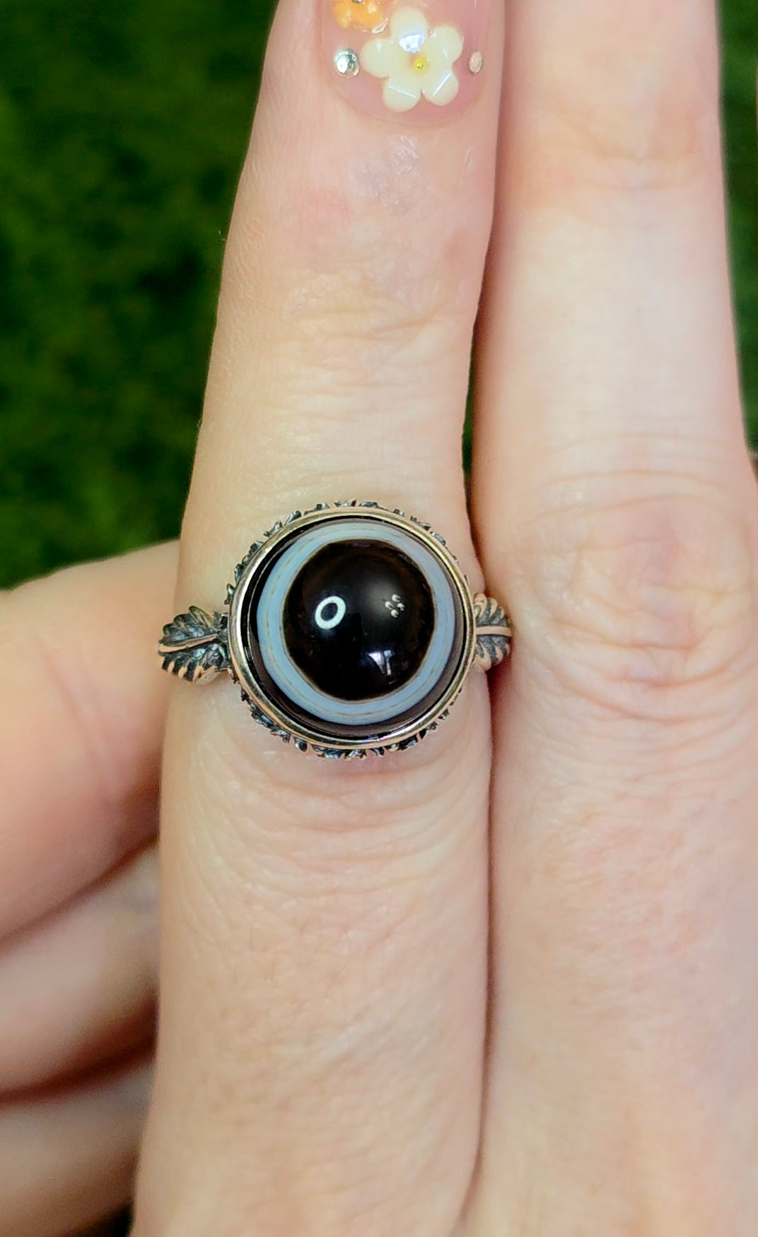 Black and White Agate Ring C