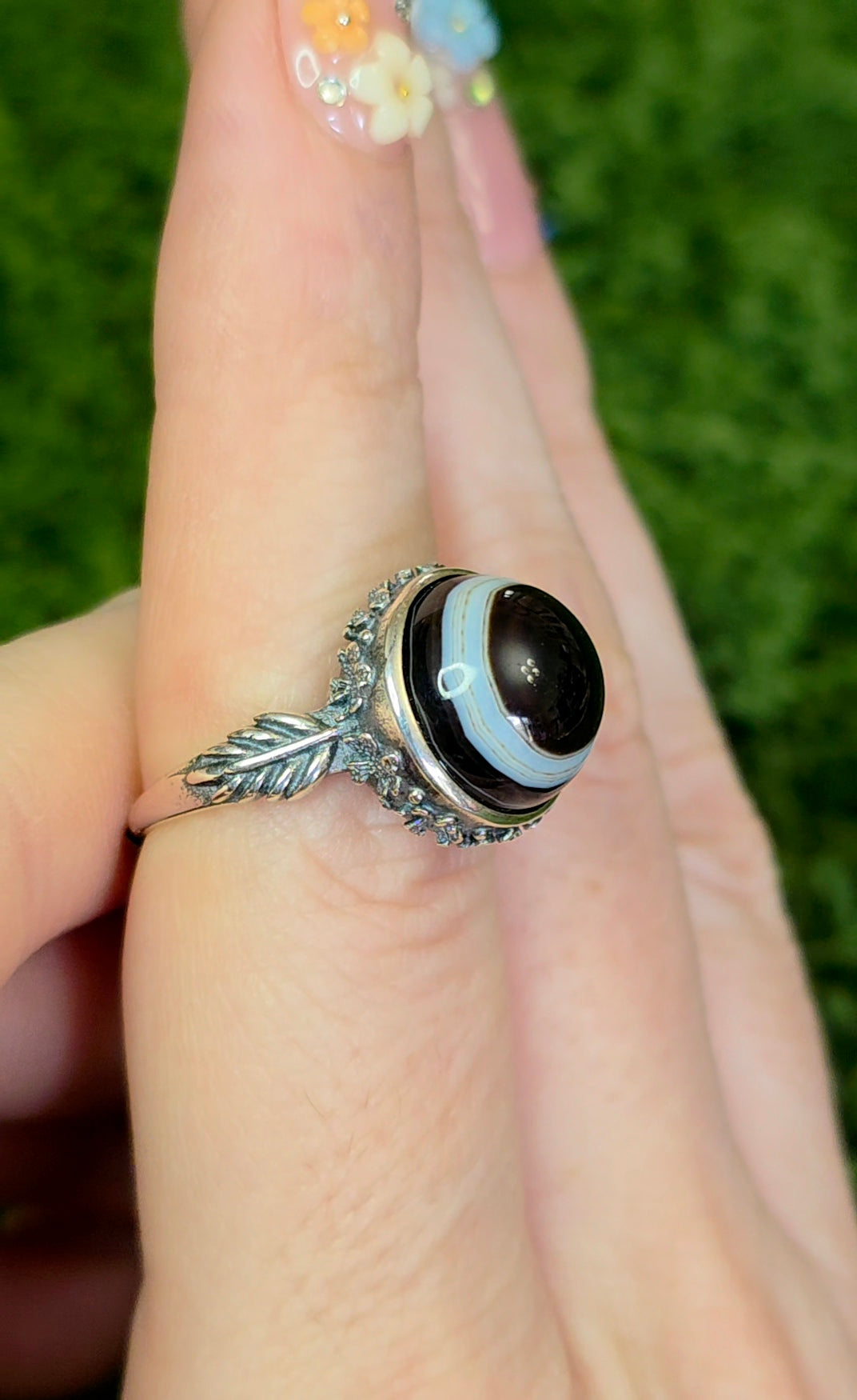 Black and White Agate Ring C