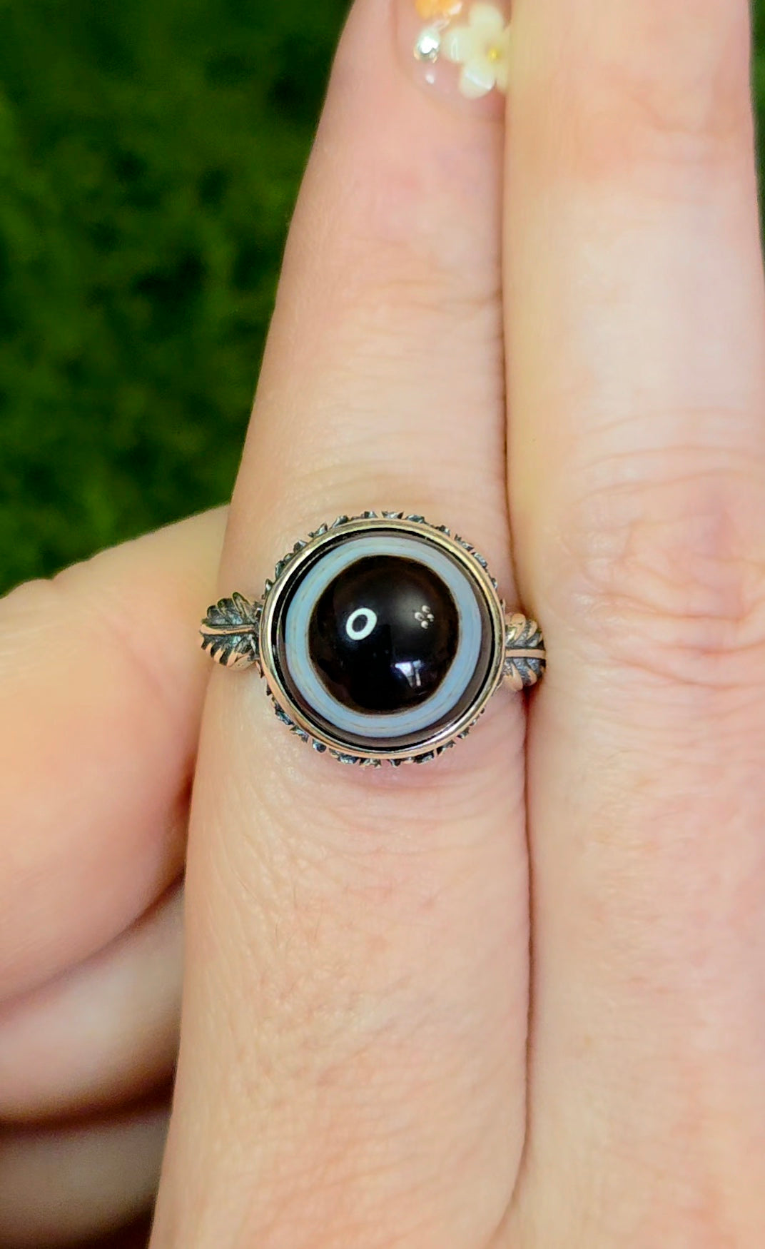 Black and White Agate Ring C
