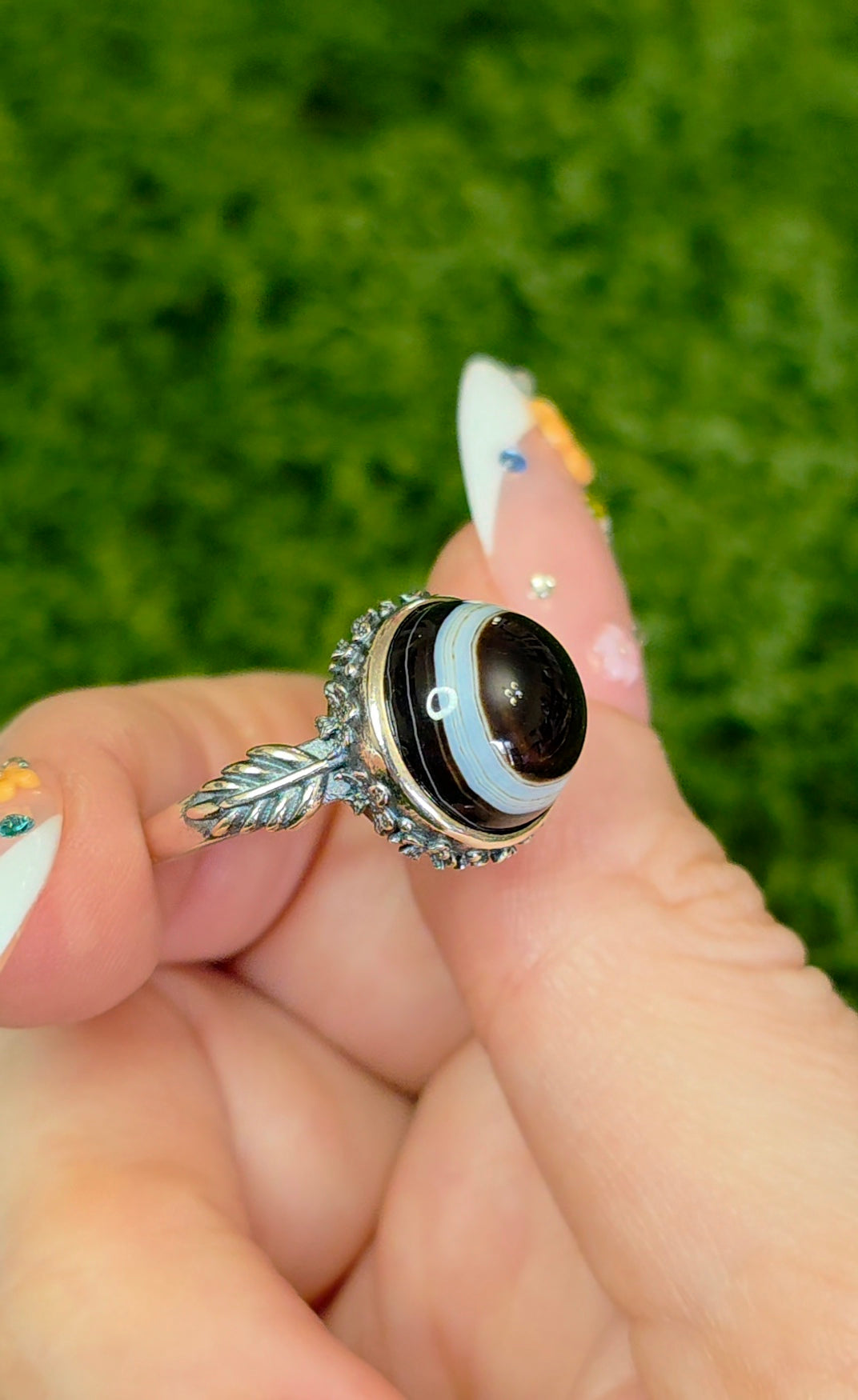 Black and White Agate Ring C