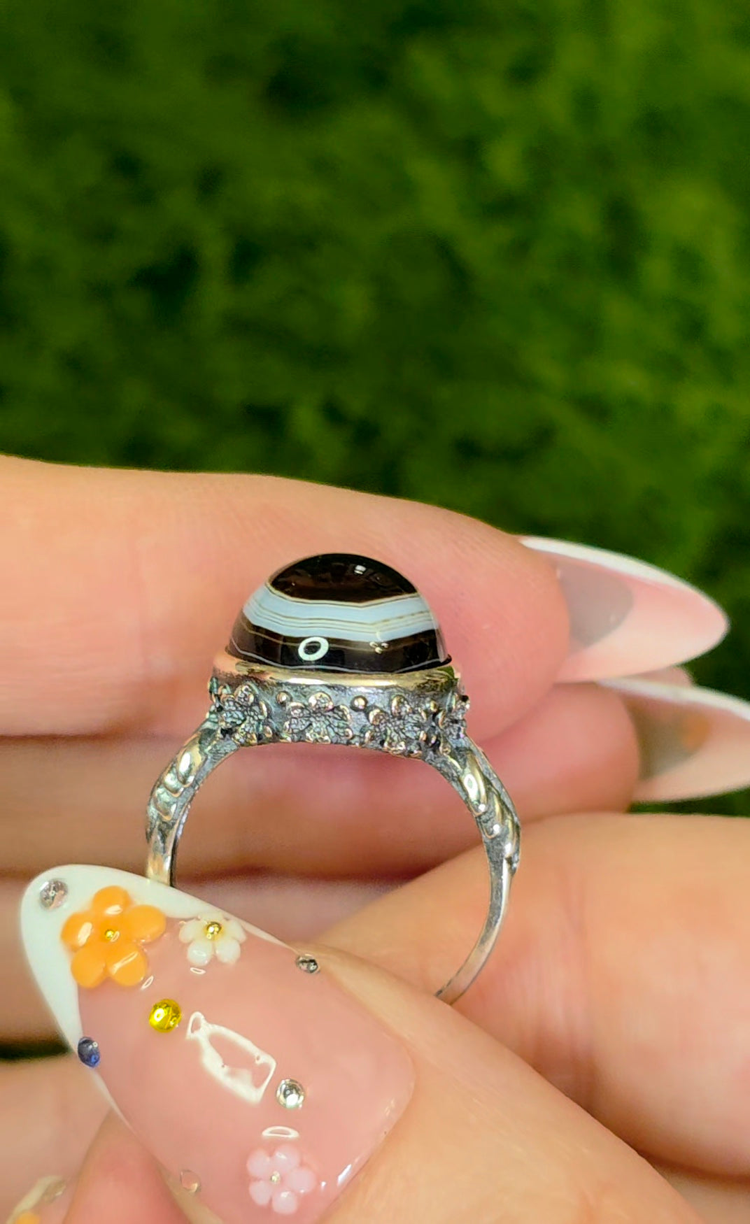 Black and White Agate Ring C