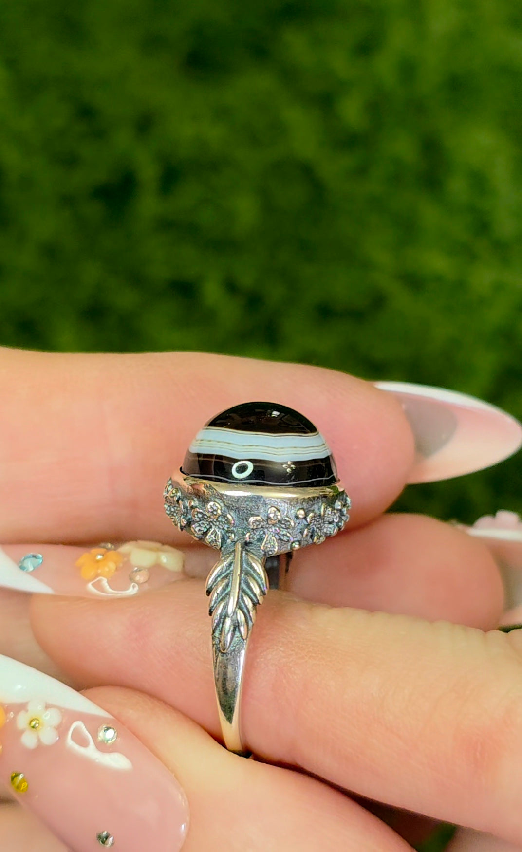 Black and White Agate Ring C