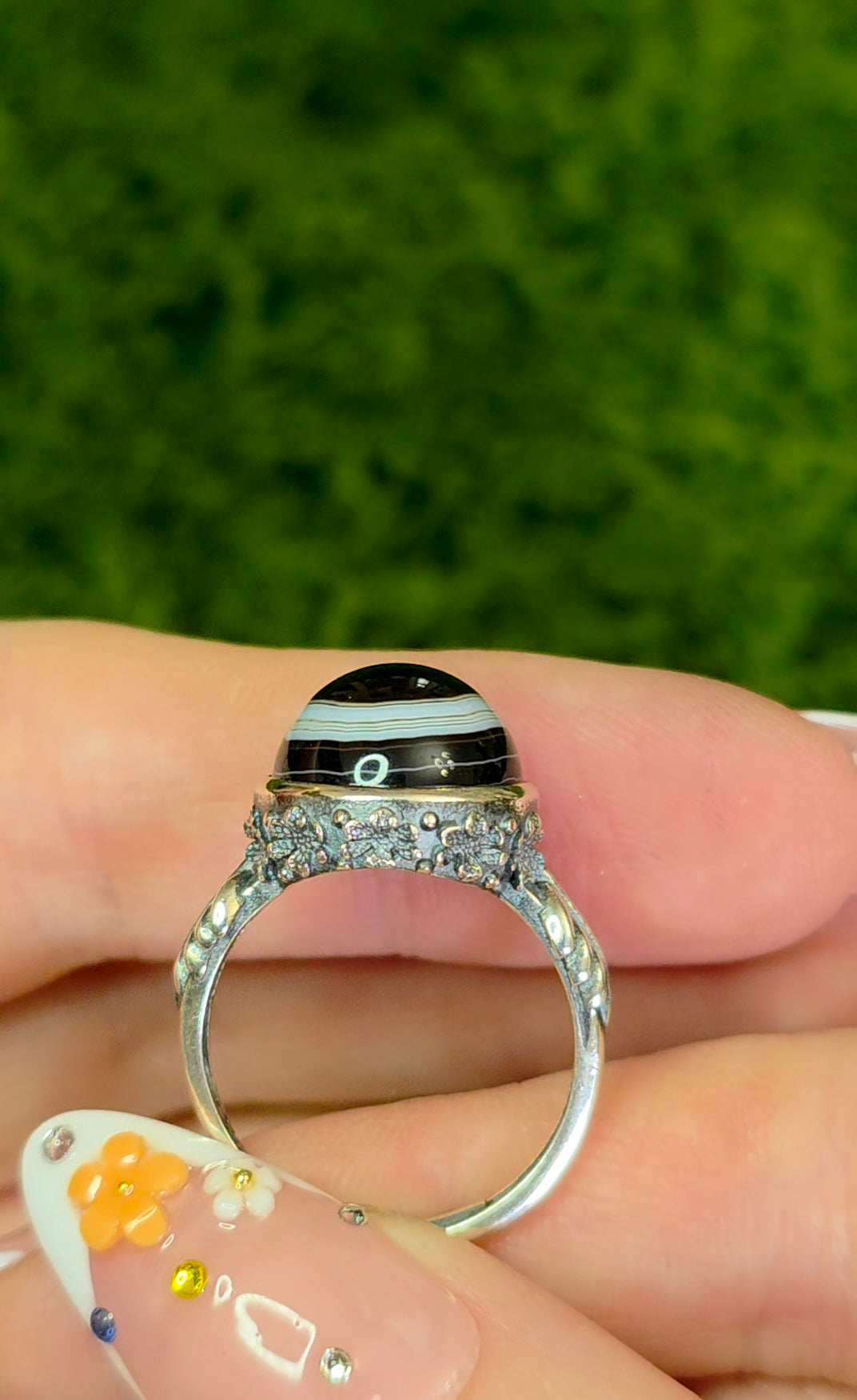 Black and White Agate Ring C