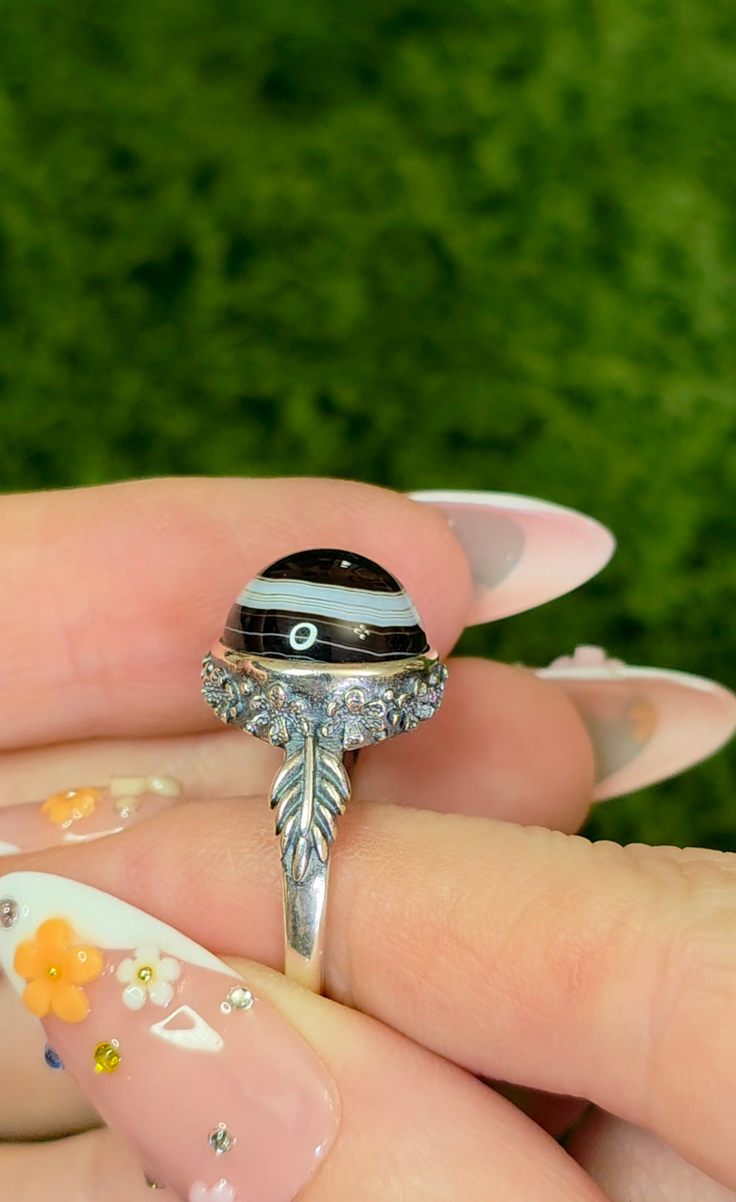 Black and White Agate Ring C