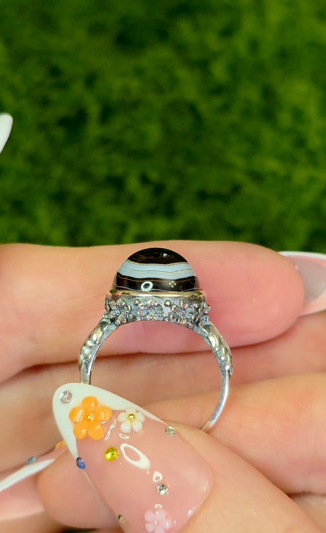 Black and White Agate Ring C