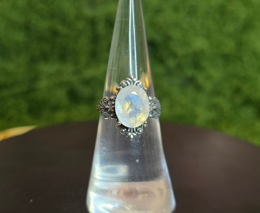 Rainbow Moonstone Filigree Ring