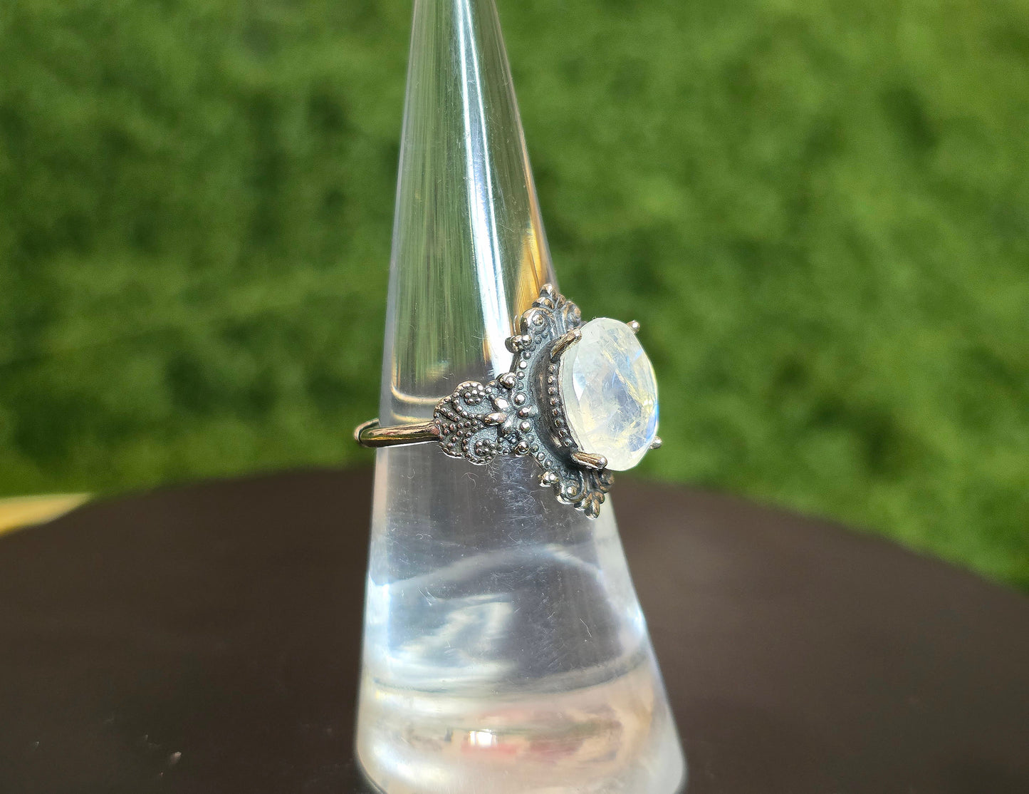 Rainbow Moonstone Filigree Ring