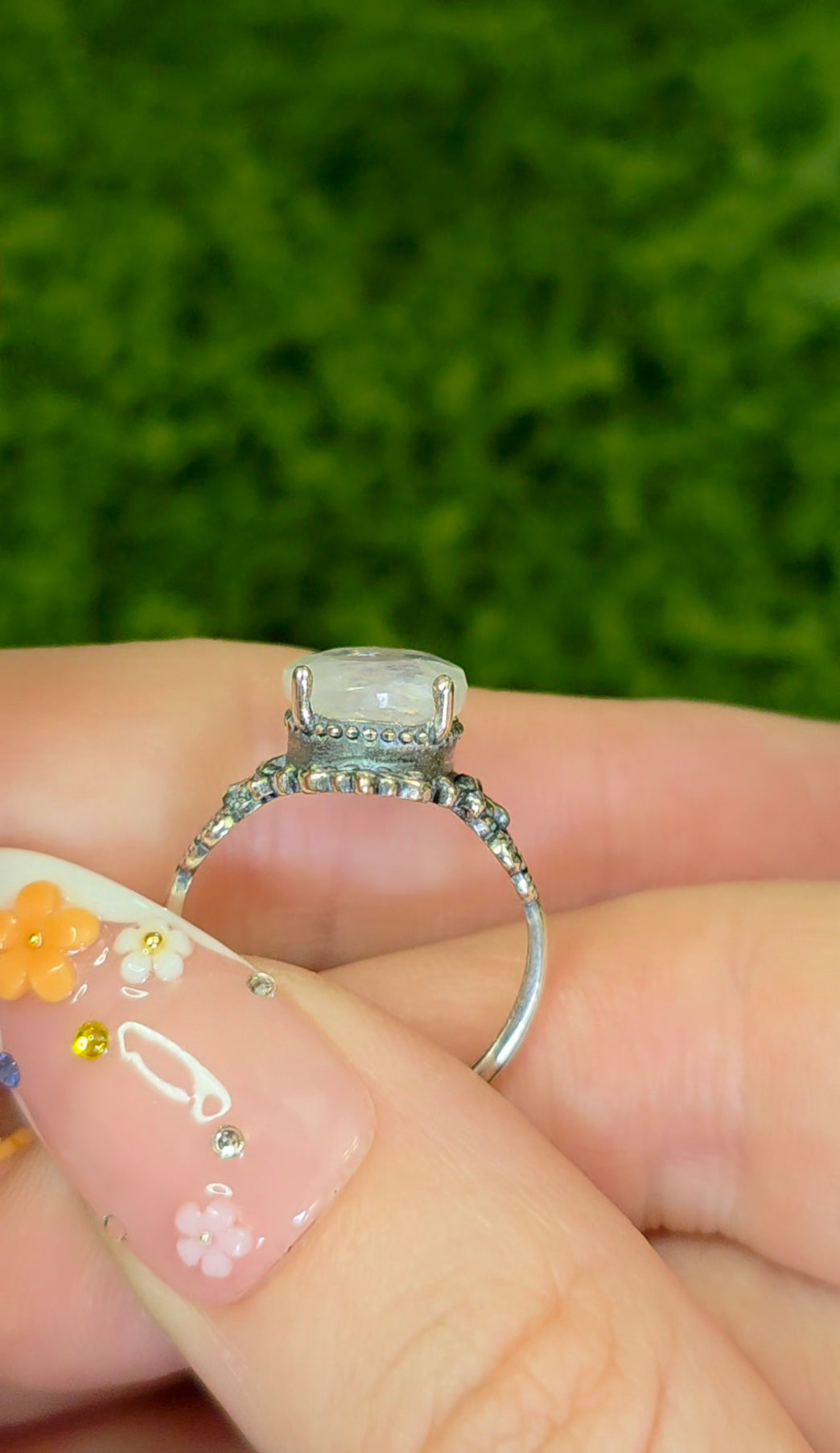 Rainbow Moonstone Filigree Ring