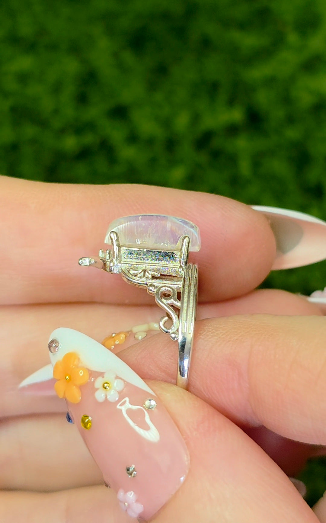 Rainbow Moonstone Dimension Door Ring