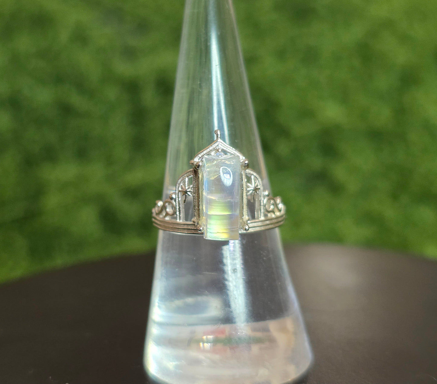 Rainbow Moonstone Dimension Door Ring