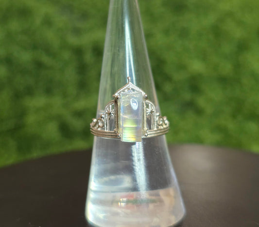 Rainbow Moonstone Dimension Door Ring