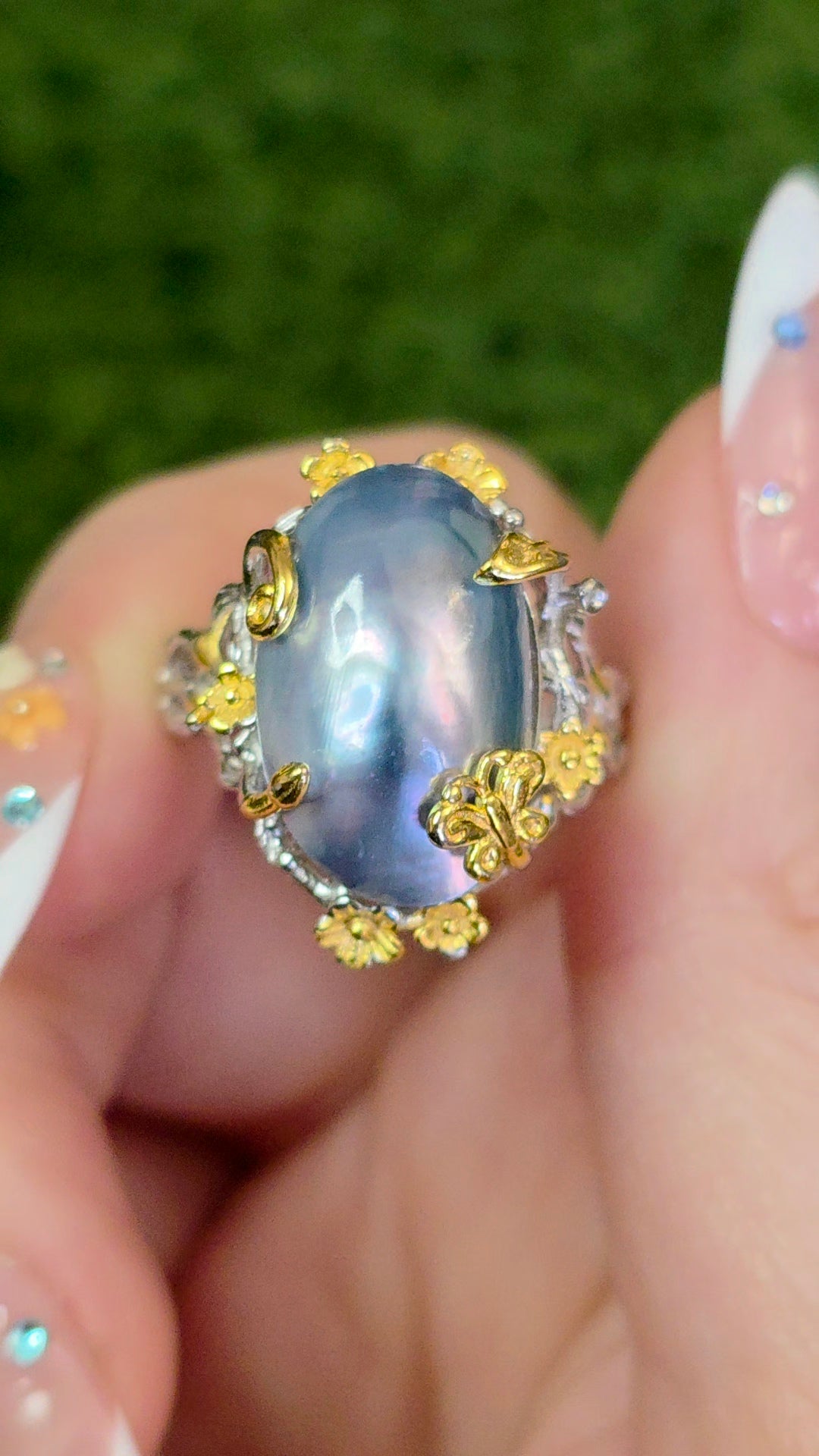 Guilded Mother of Pearl Ring