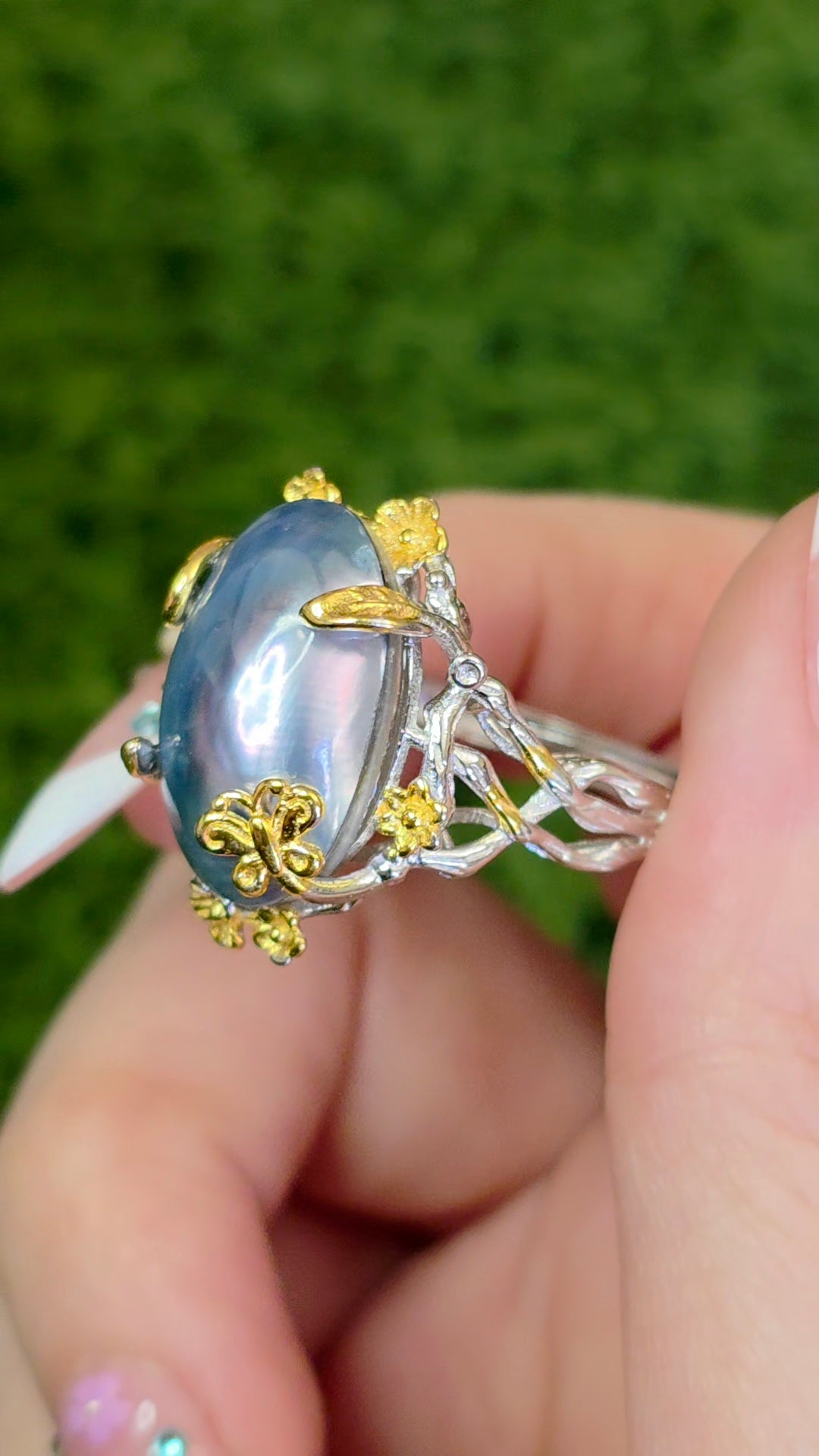 Guilded Mother of Pearl Ring