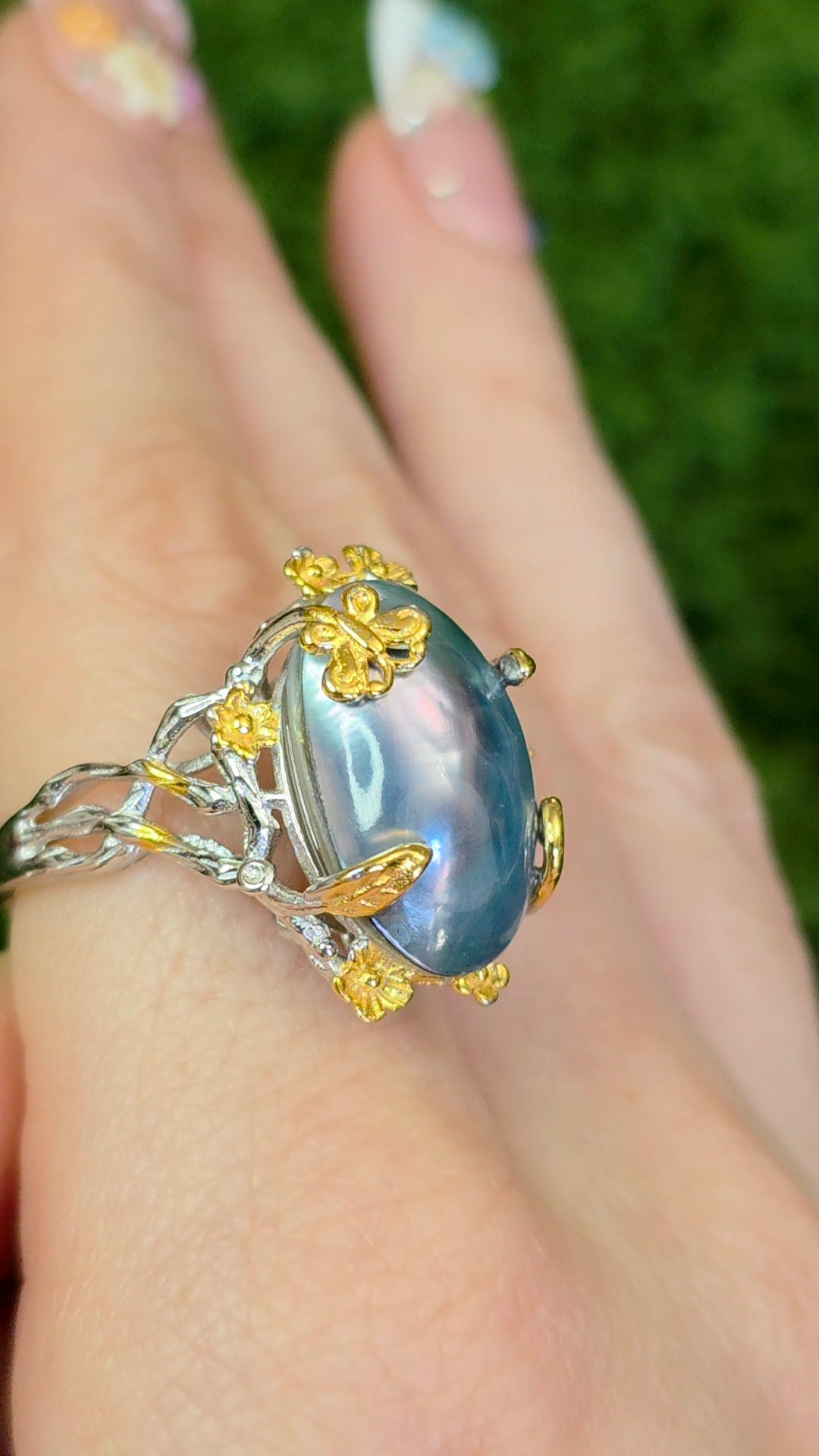 Guilded Mother of Pearl Ring