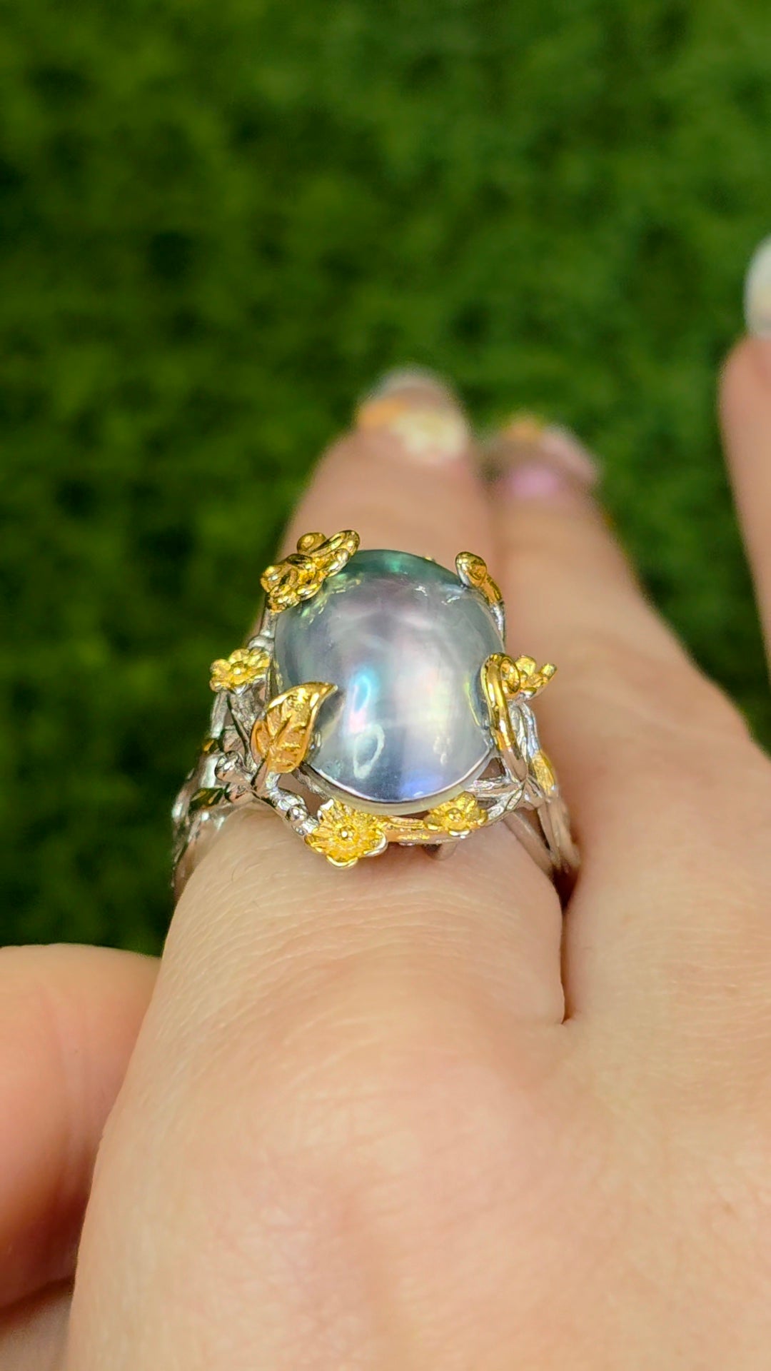 Guilded Mother of Pearl Ring