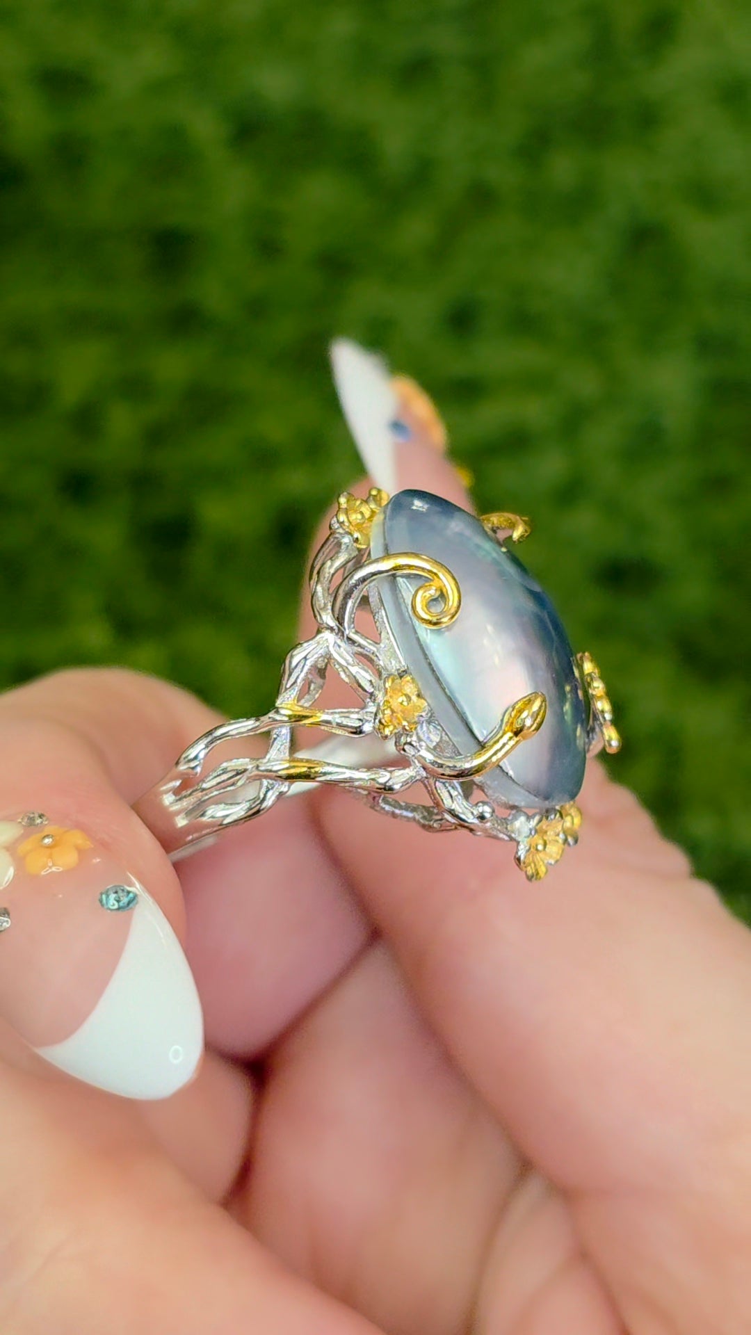 Guilded Mother of Pearl Ring