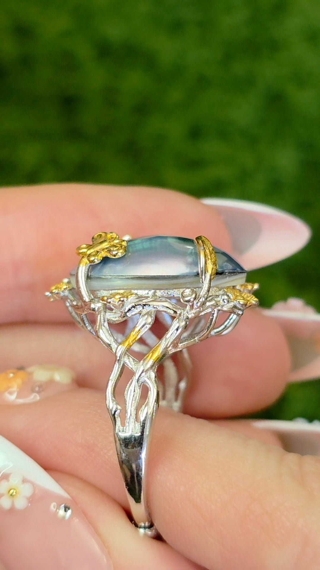 Guilded Mother of Pearl Ring