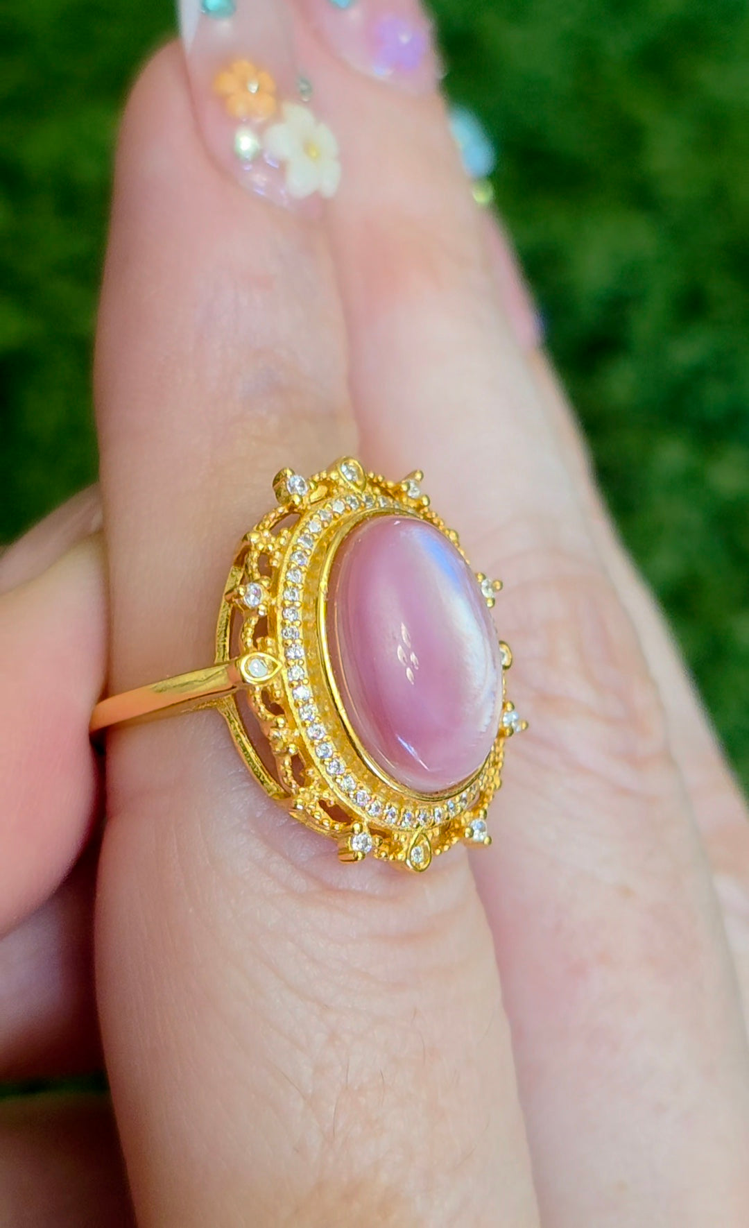 Pink Shell Golden Ring
