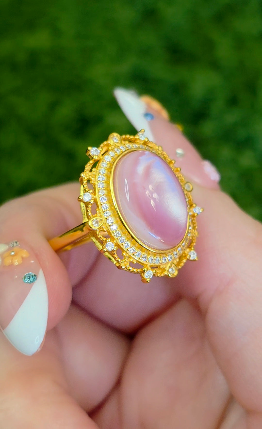 Pink Shell Golden Ring
