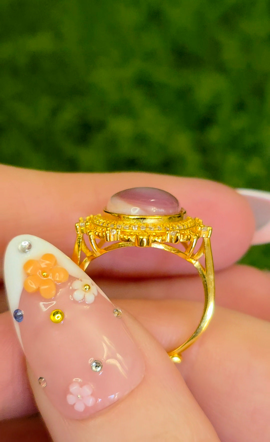 Pink Shell Golden Ring