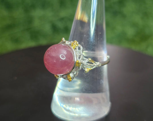Lavender Rose Quartz Sphere Ring B