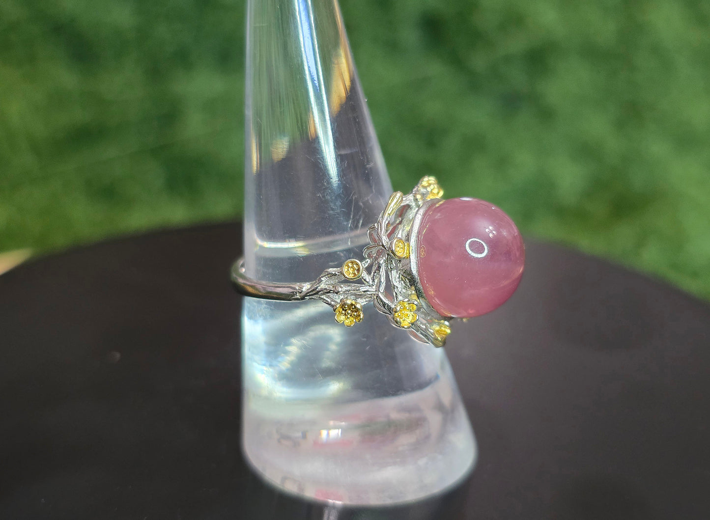 Lavender Rose Quartz Sphere Ring B