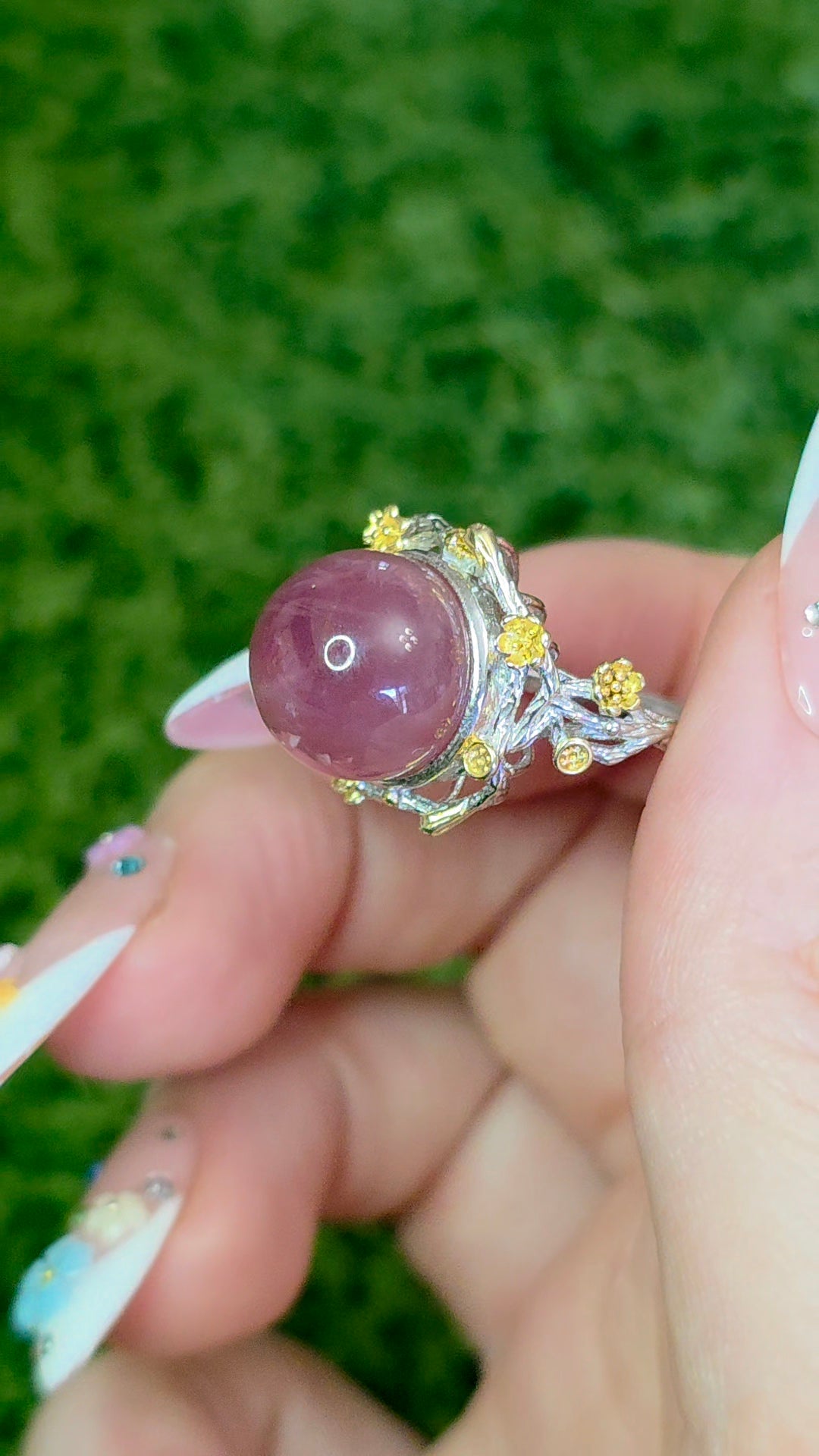 Lavender Rose Quartz Sphere Ring B