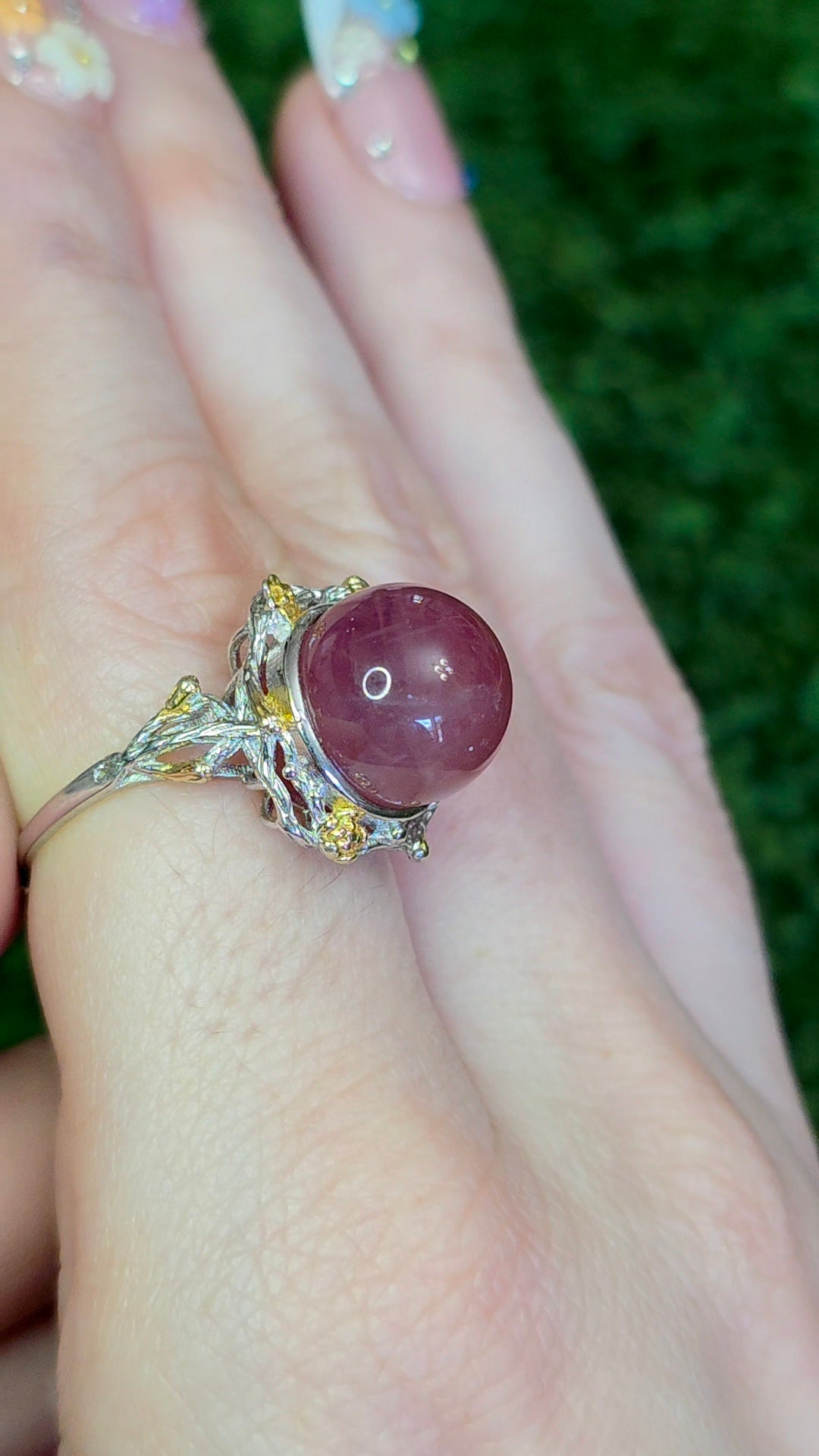 Lavender Rose Quartz Sphere Ring B