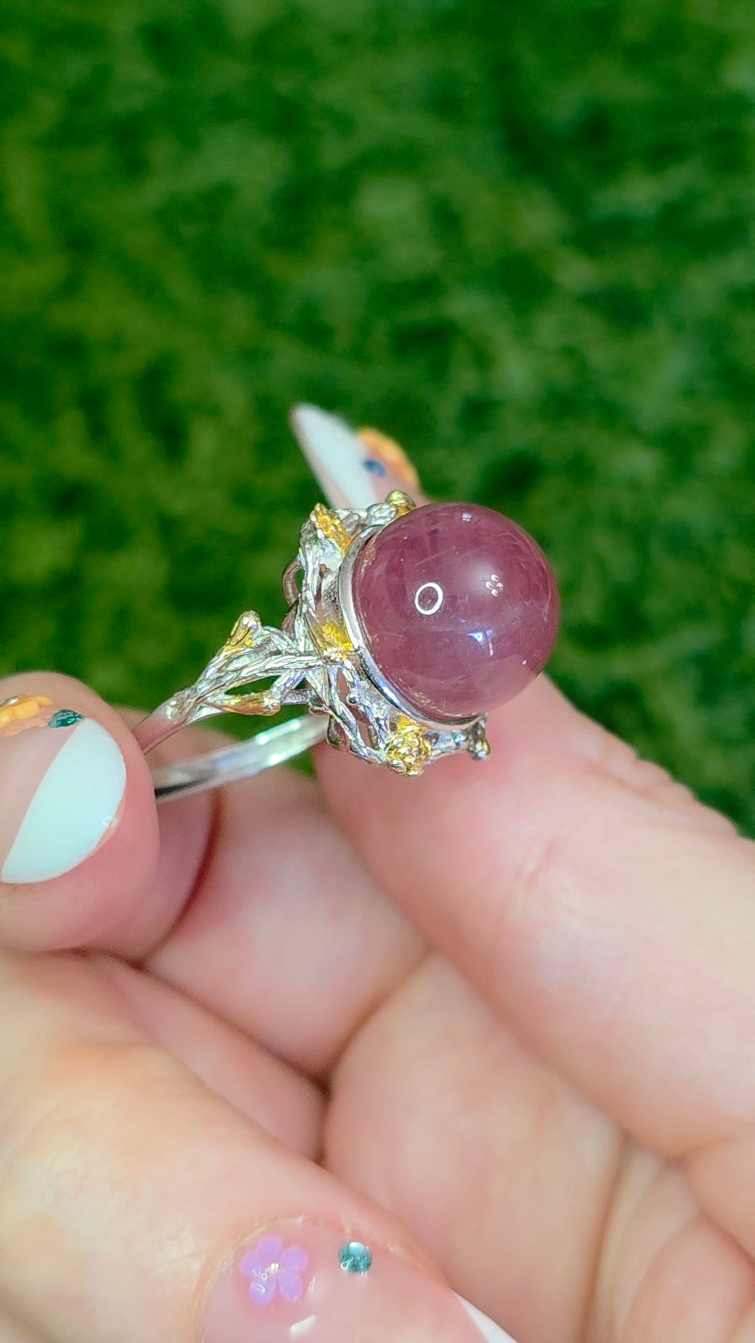 Lavender Rose Quartz Sphere Ring B