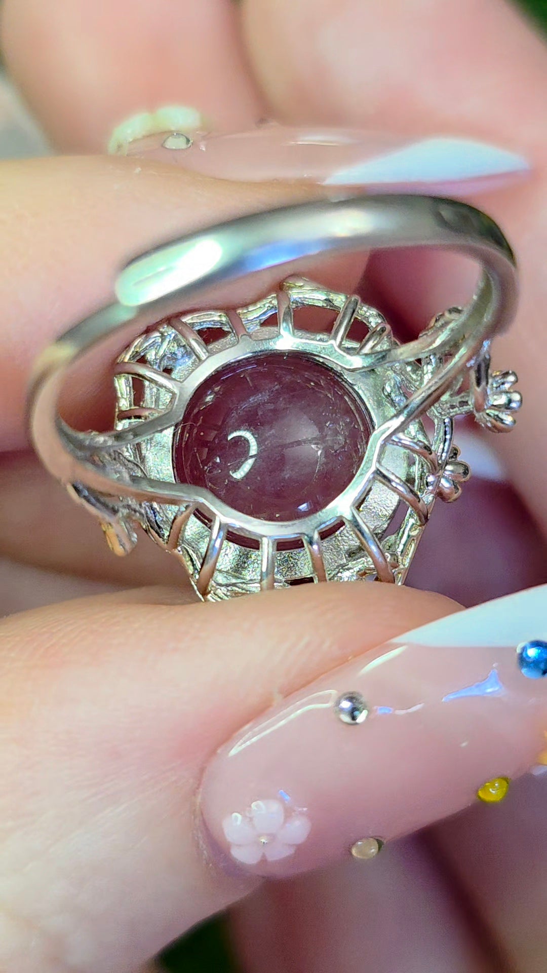 Lavender Rose Quartz Sphere Ring B