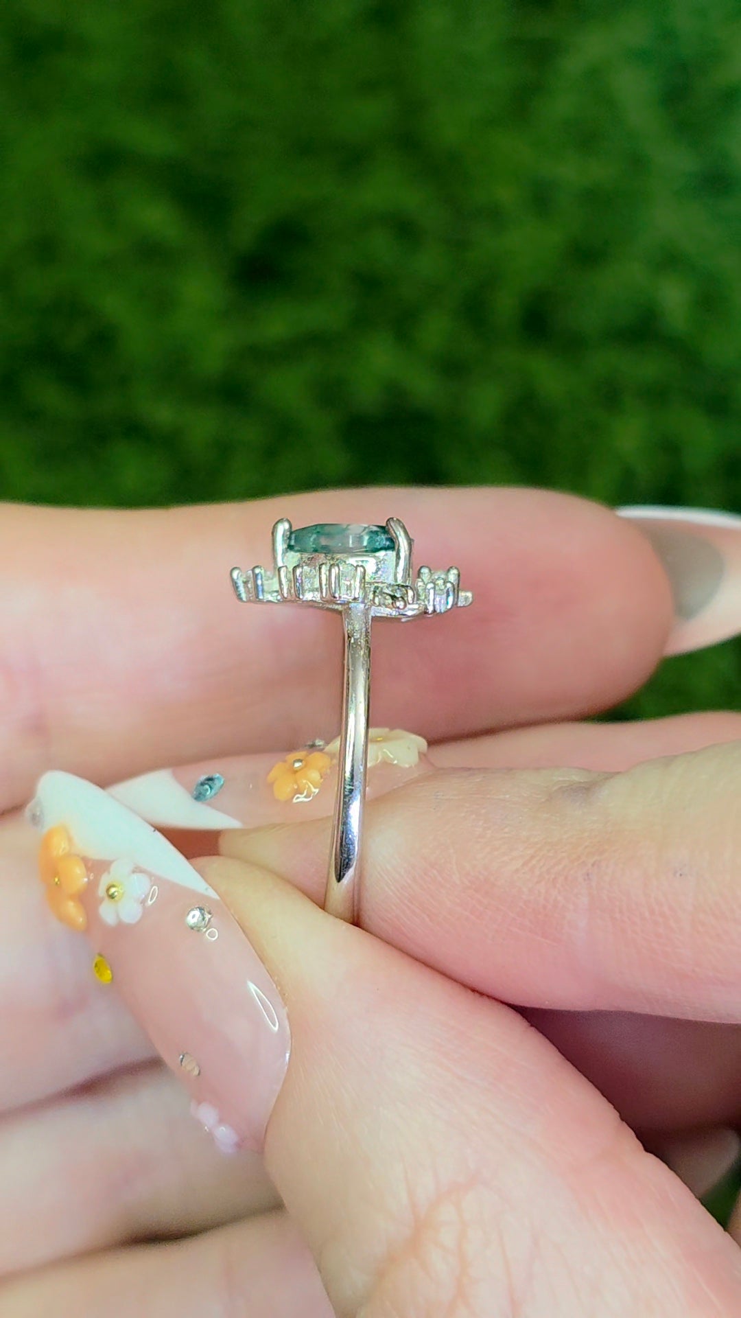 Moss Agate Heart Ring