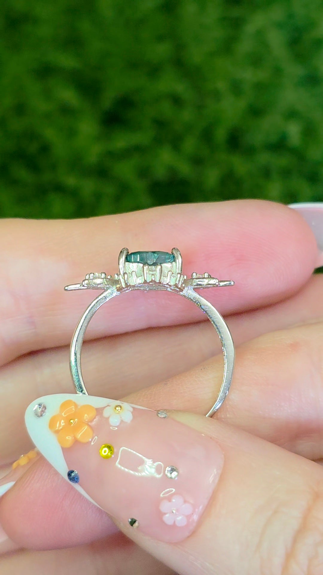 Moss Agate Heart Ring