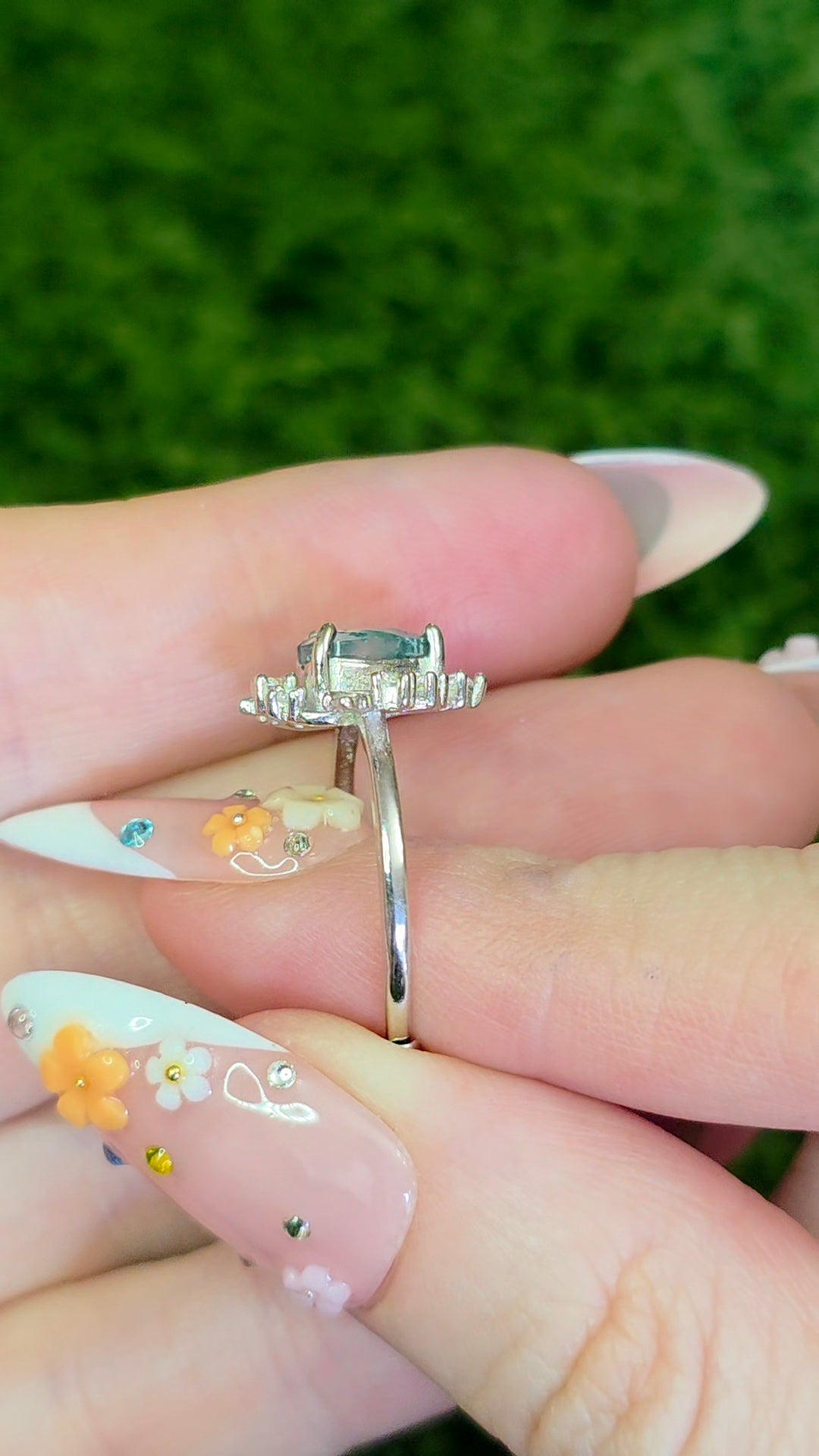 Moss Agate Heart Ring