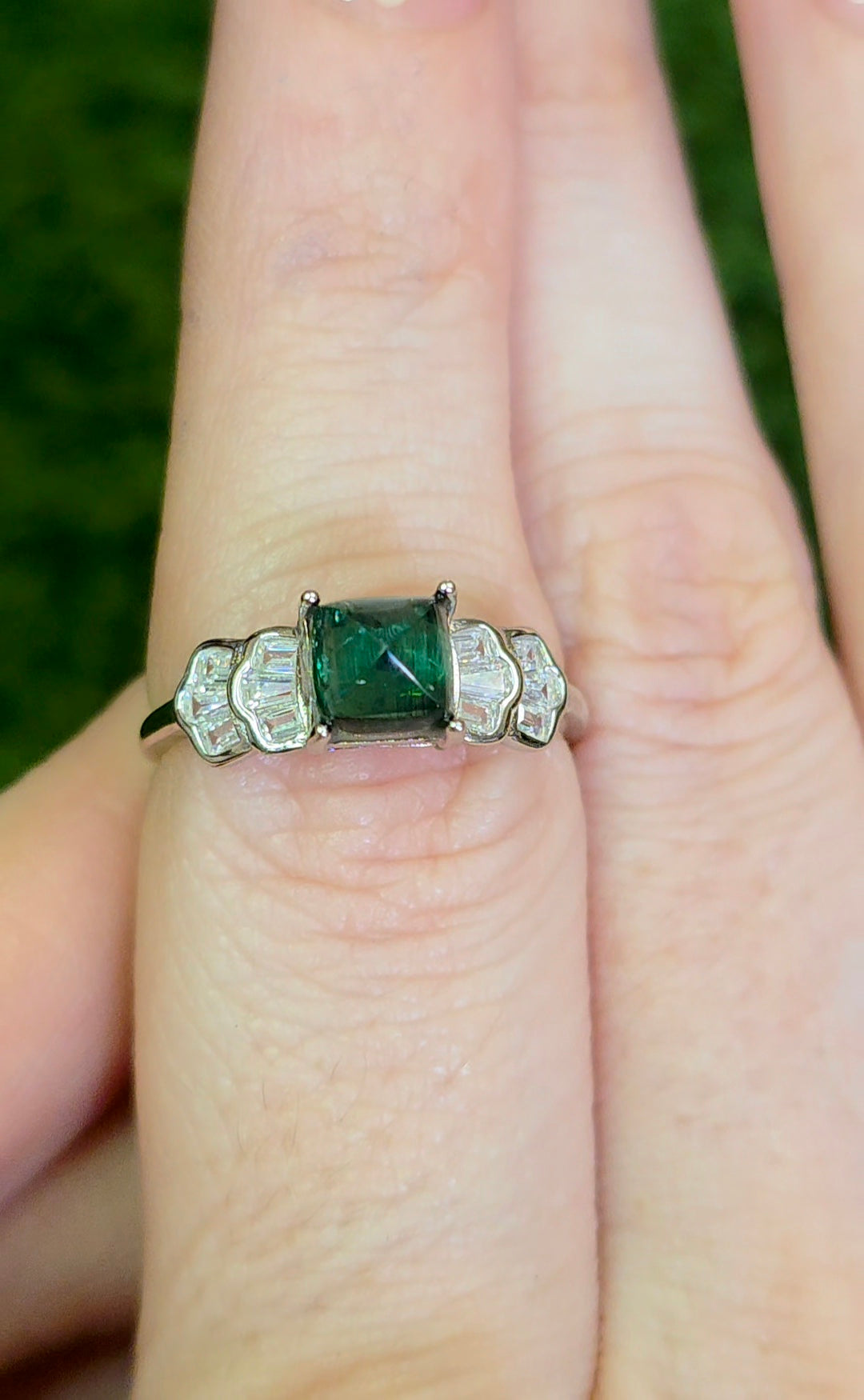 Green Tourmaline Sugarloaf Ring