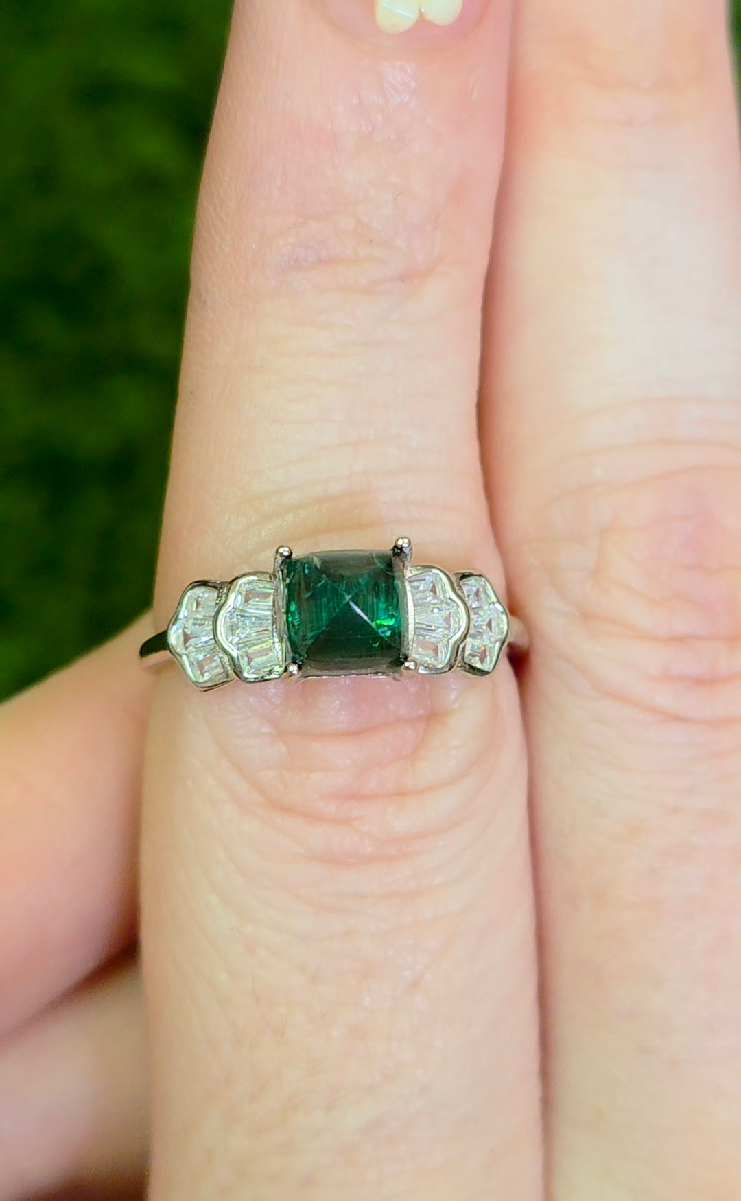 Green Tourmaline Sugarloaf Ring