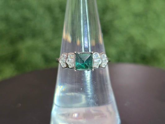 Green Tourmaline Sugarloaf Ring