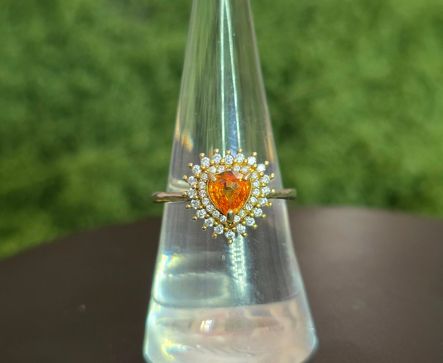 Orange Sapphire Pear Ring