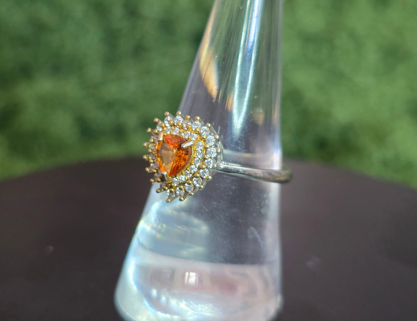 Orange Sapphire Pear Ring