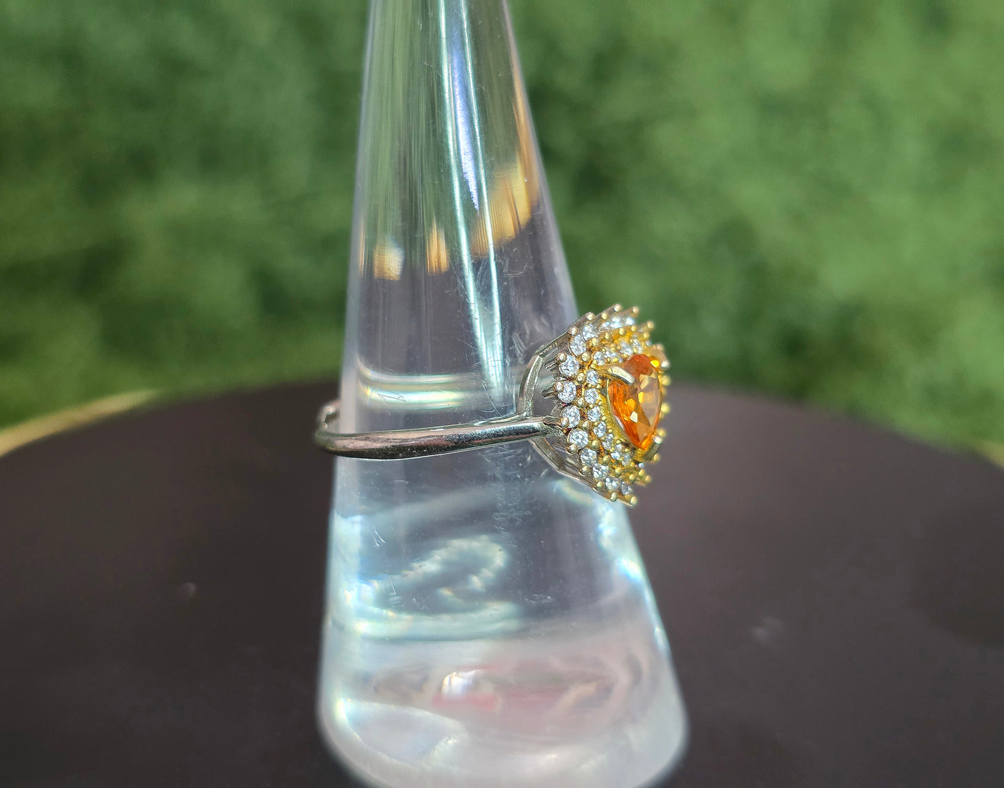 Orange Sapphire Pear Ring