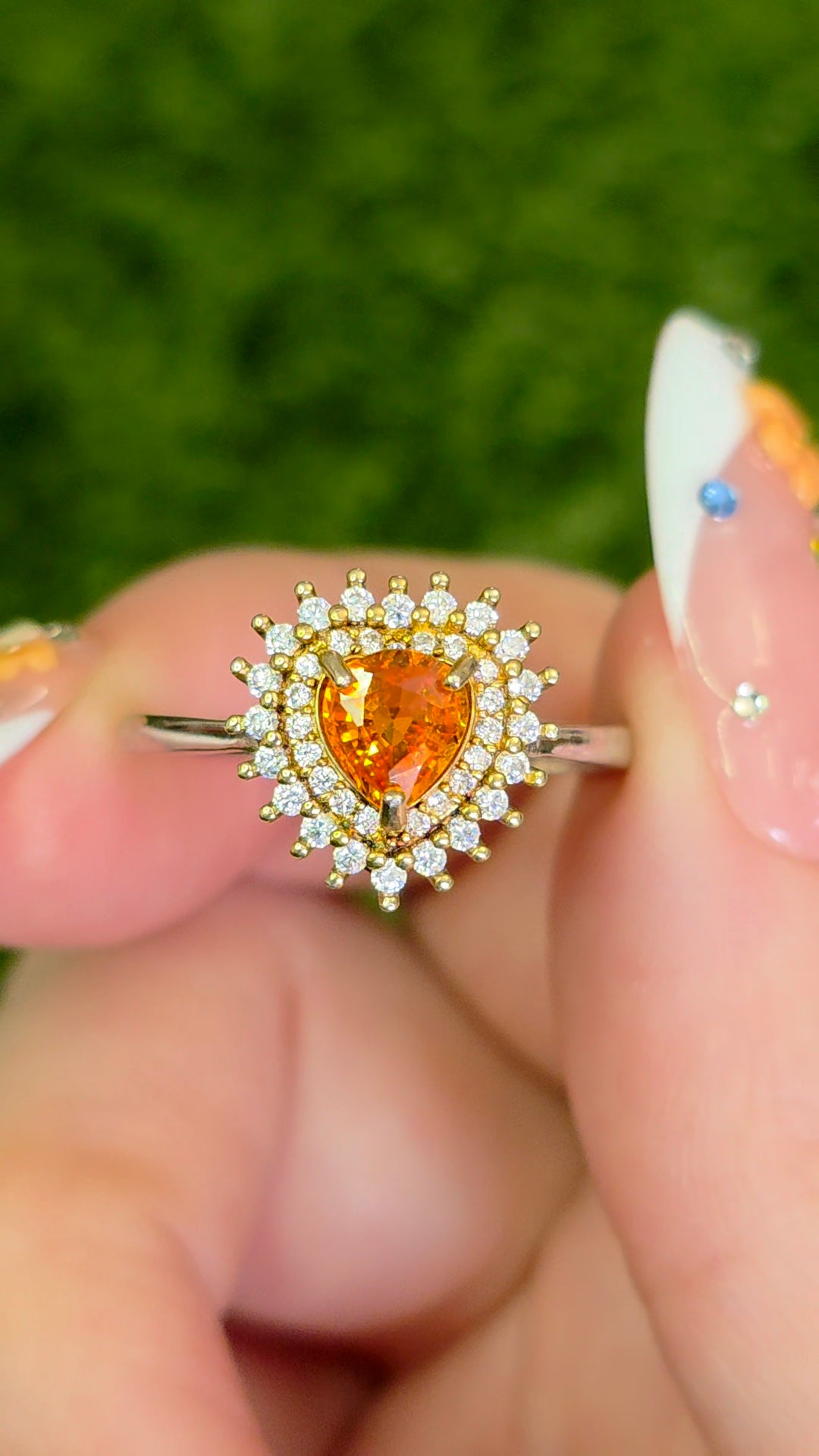 Orange Sapphire Pear Ring