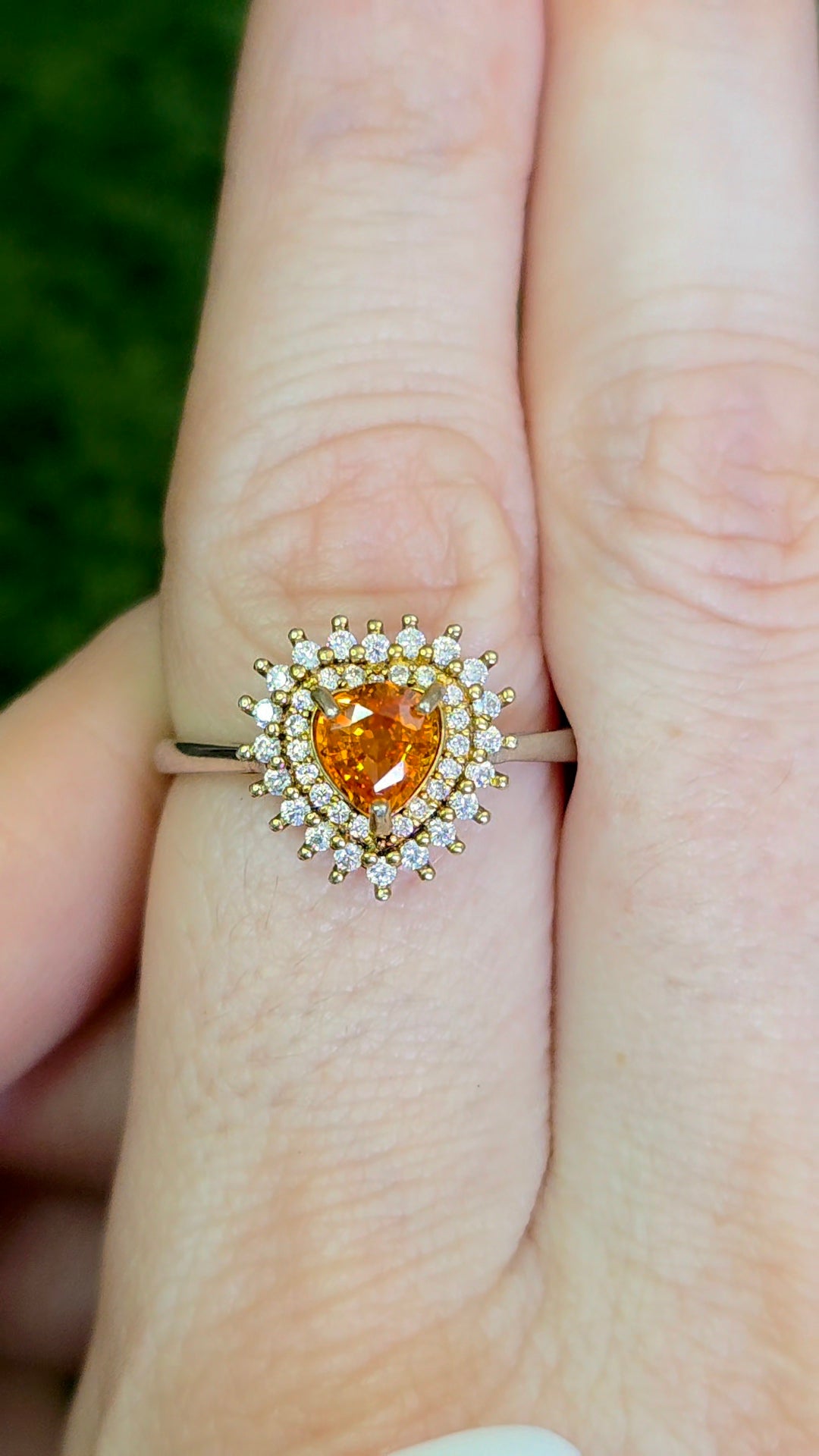 Orange Sapphire Pear Ring