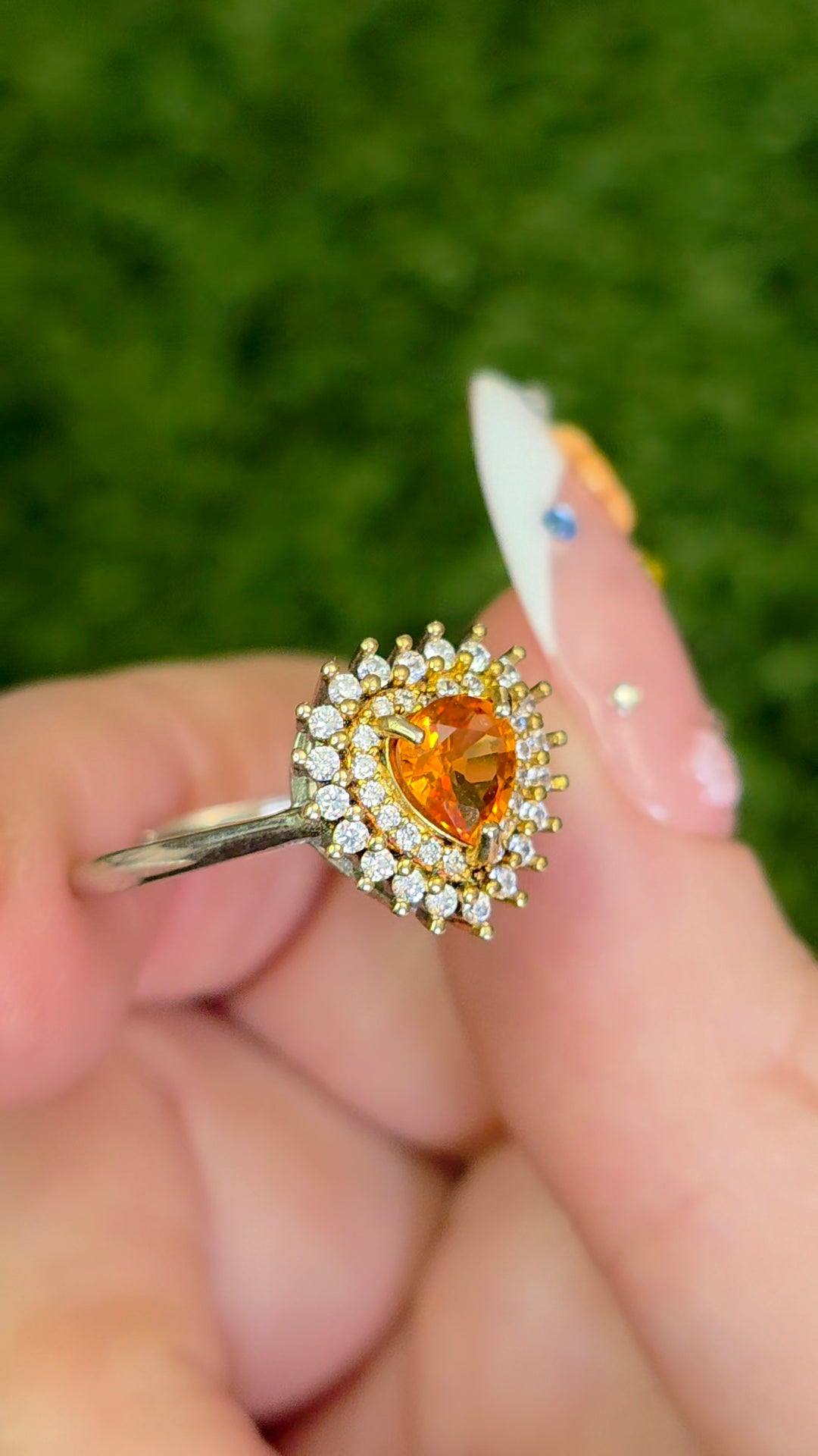 Orange Sapphire Pear Ring