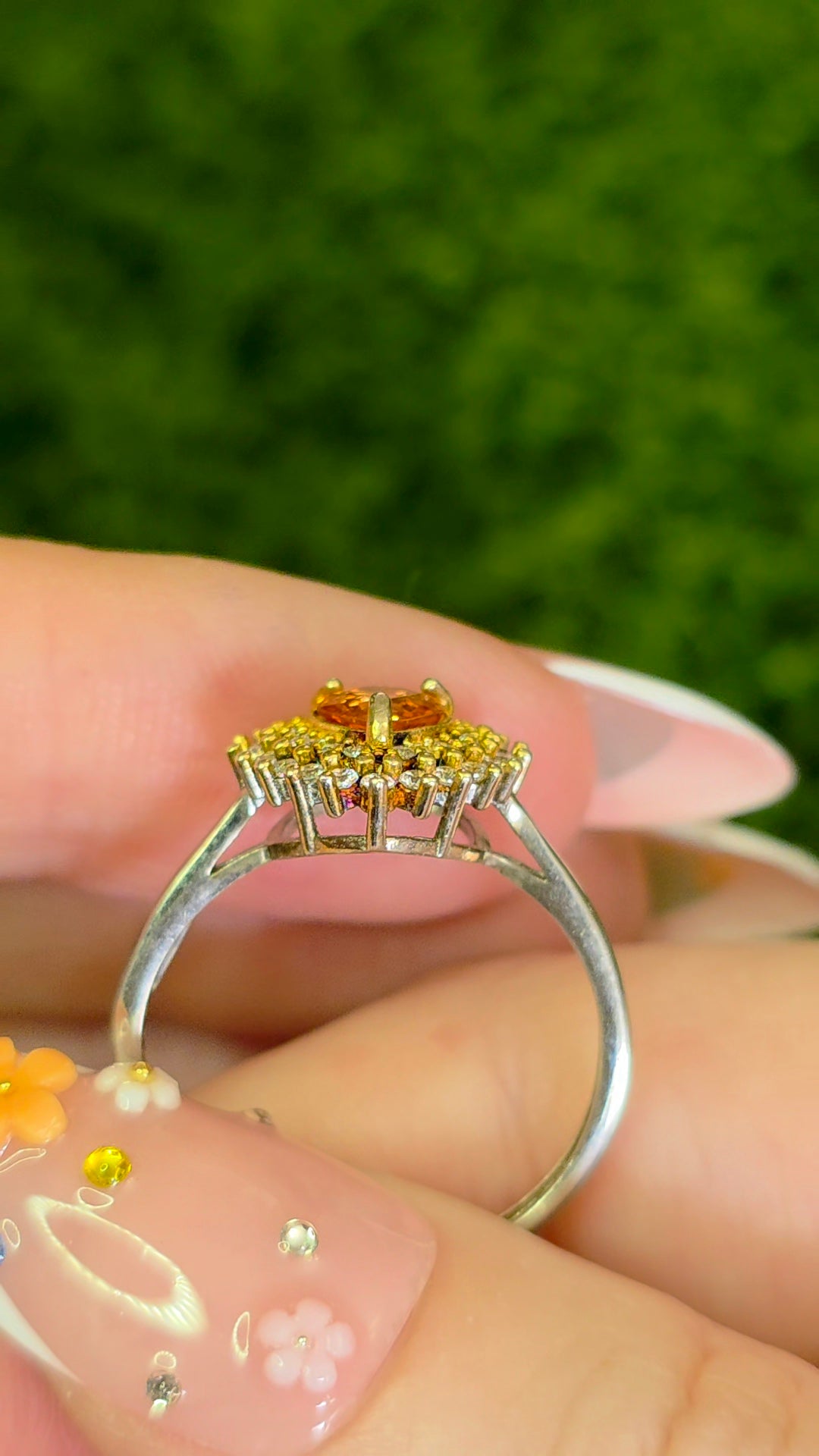 Orange Sapphire Pear Ring