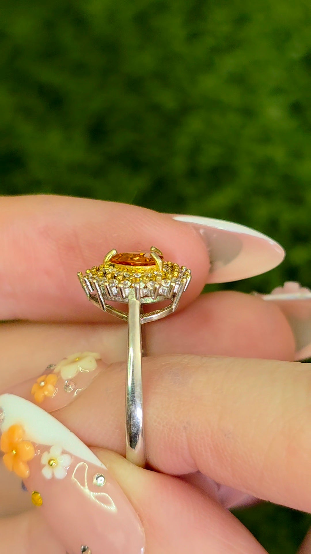 Orange Sapphire Pear Ring