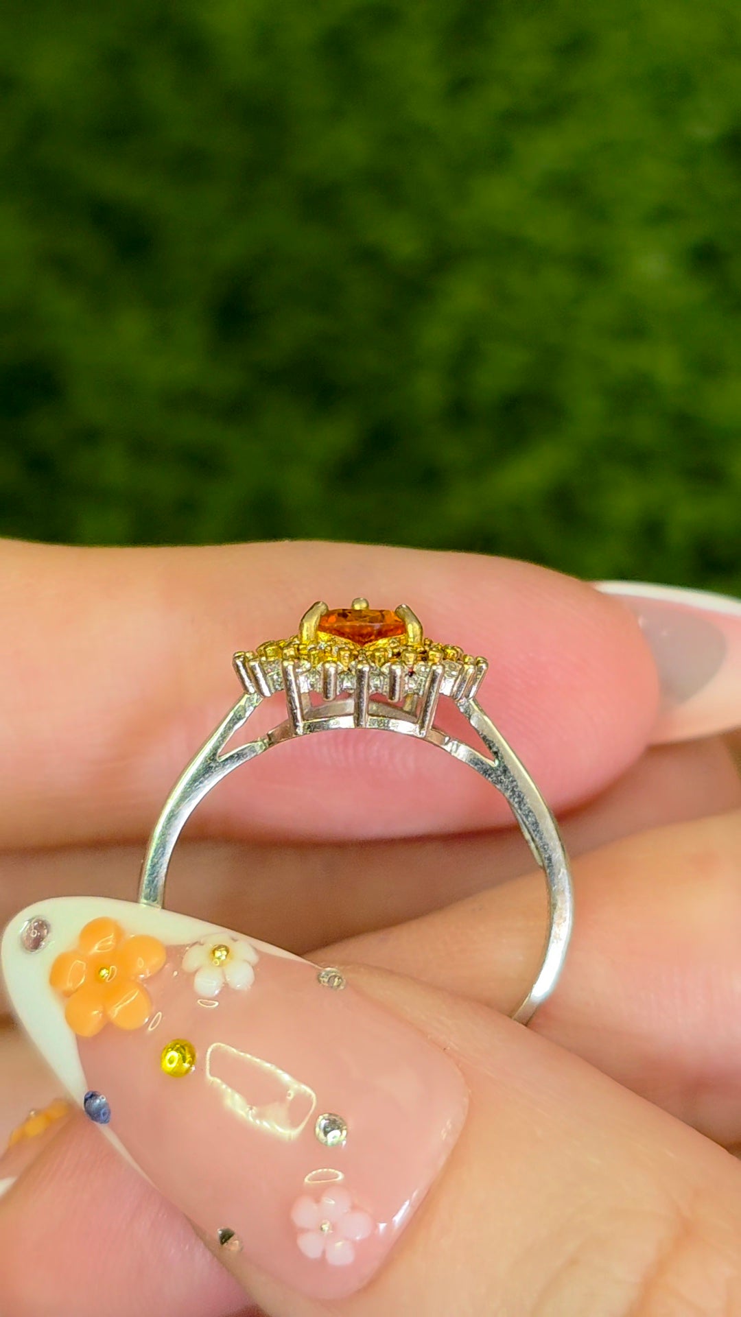 Orange Sapphire Pear Ring