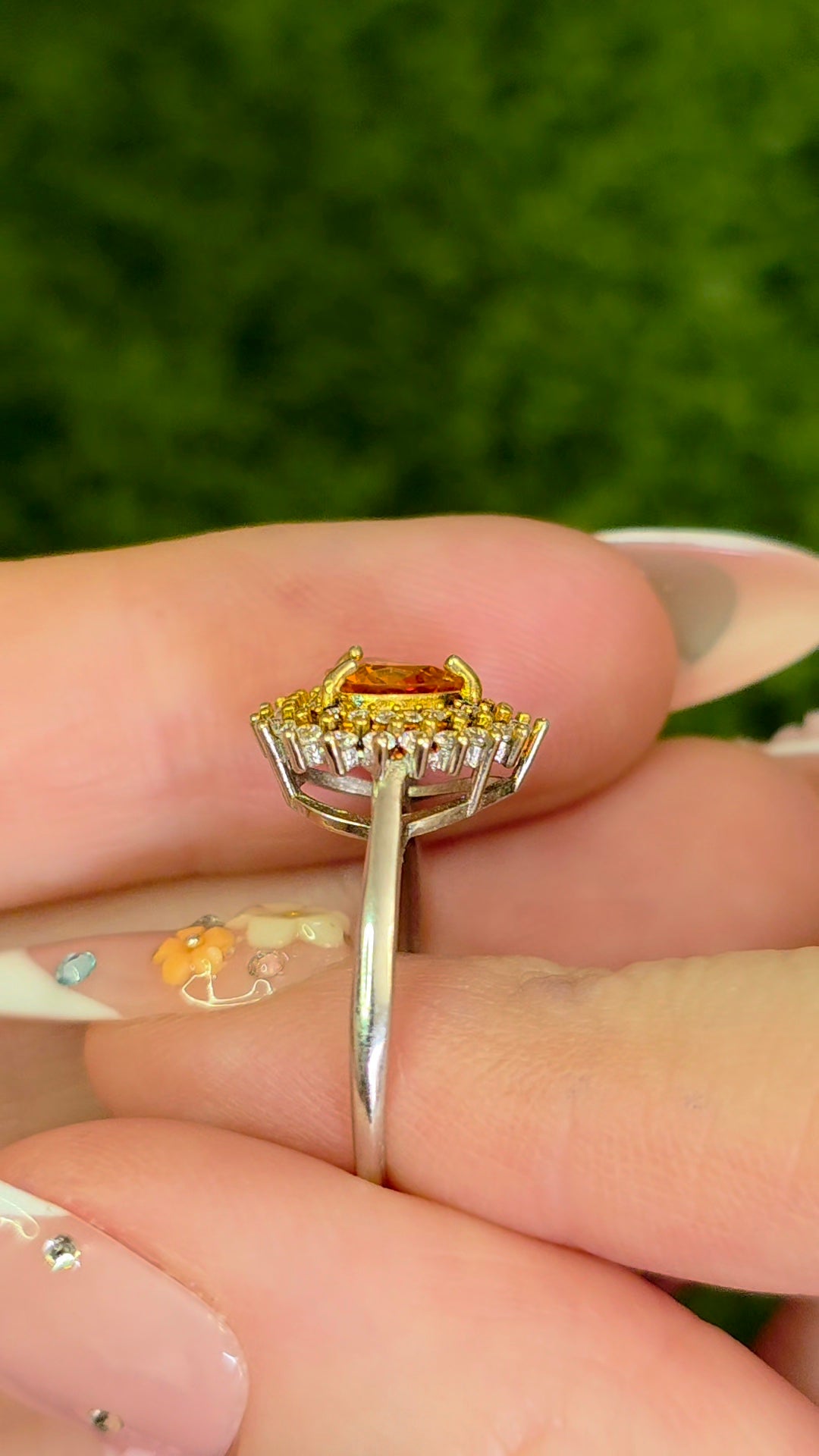 Orange Sapphire Pear Ring