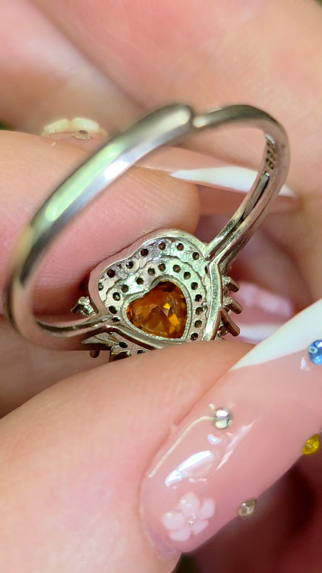Orange Sapphire Pear Ring