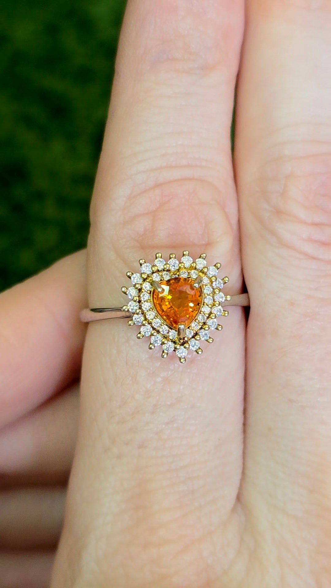 Orange Sapphire Pear Ring