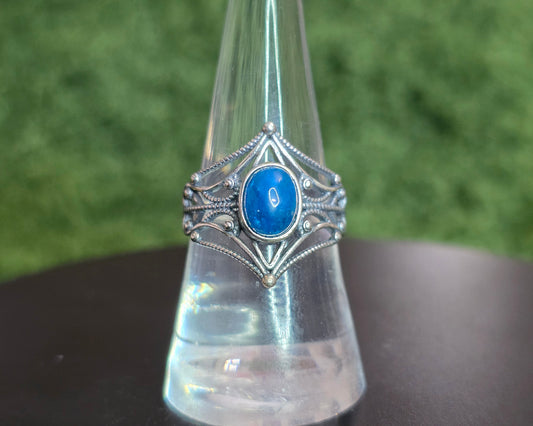 Blue Apatite Filigree Ring
