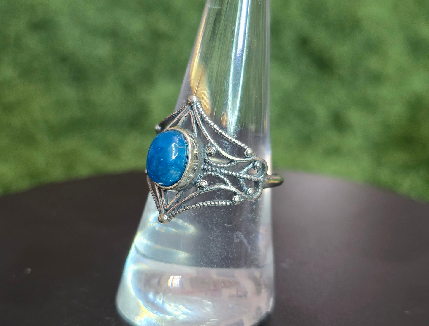Blue Apatite Filigree Ring